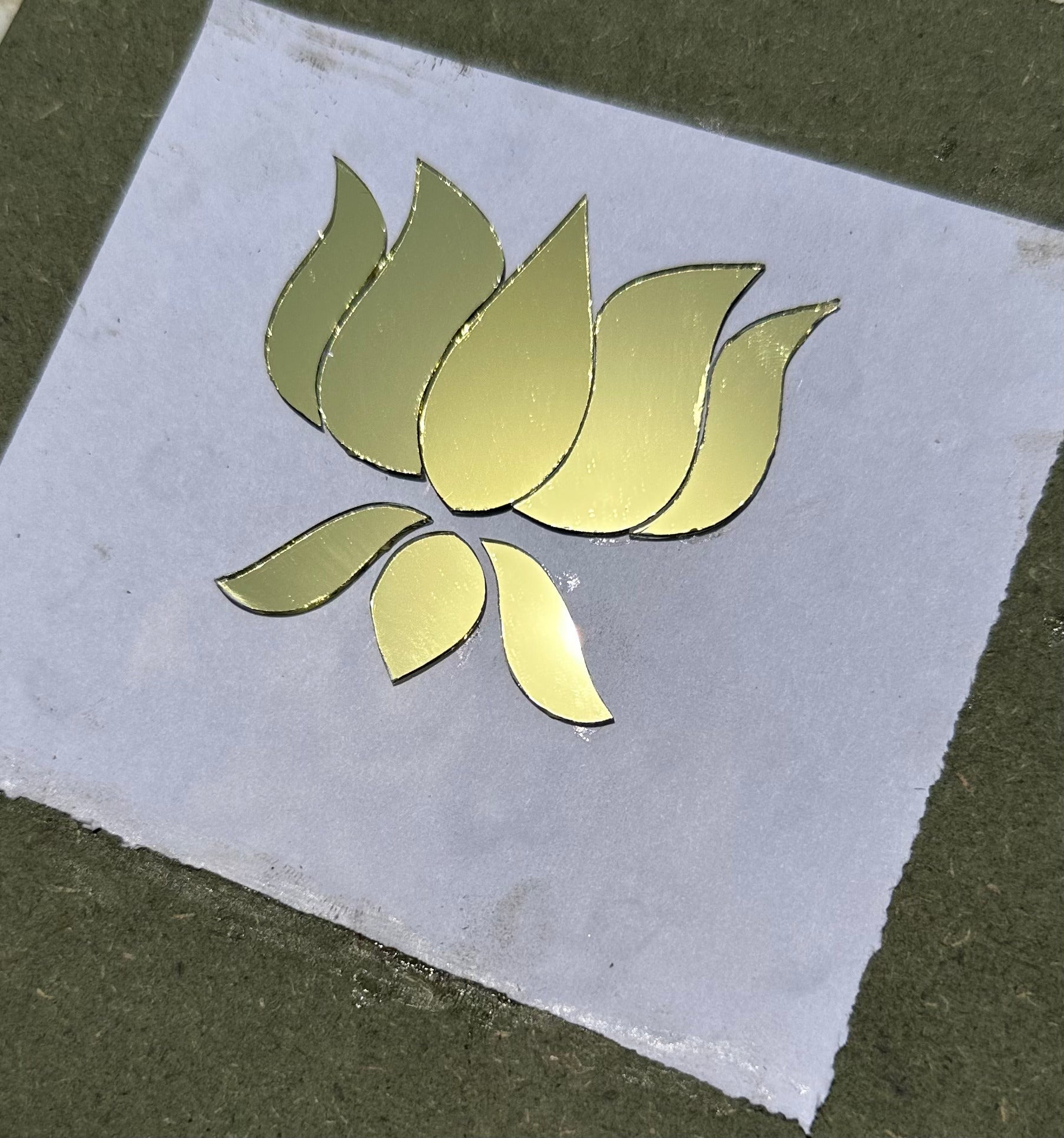 Golden lotus shape mirror