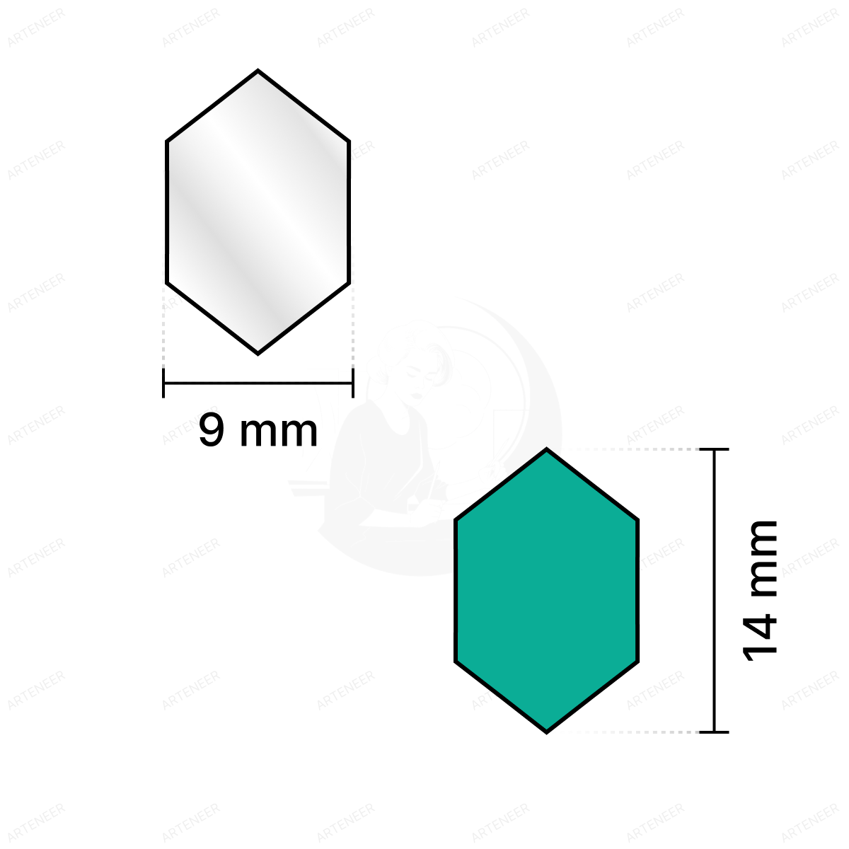 Silver Ls hexa Shape  Mirror