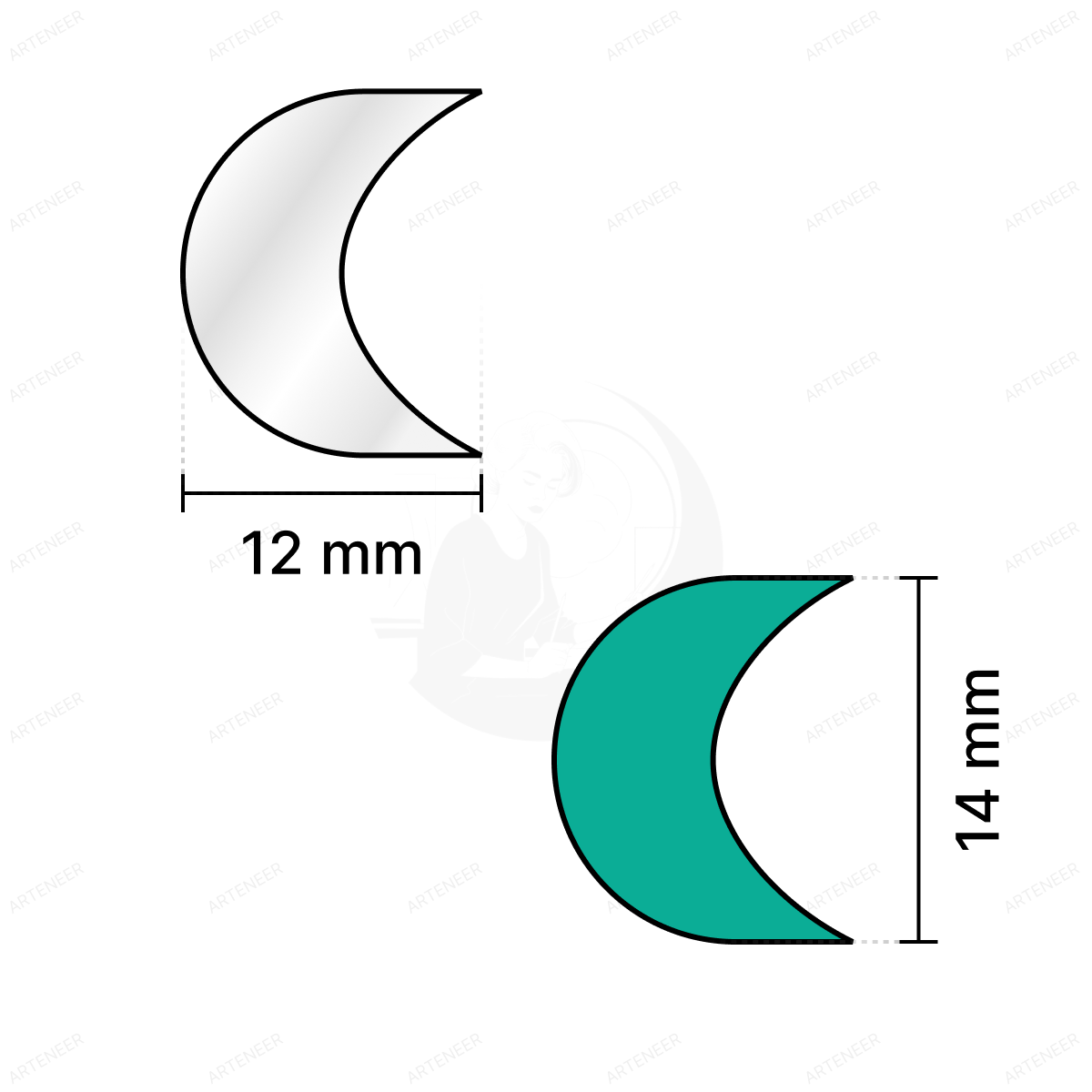 Silver Moon Shape  Mirror