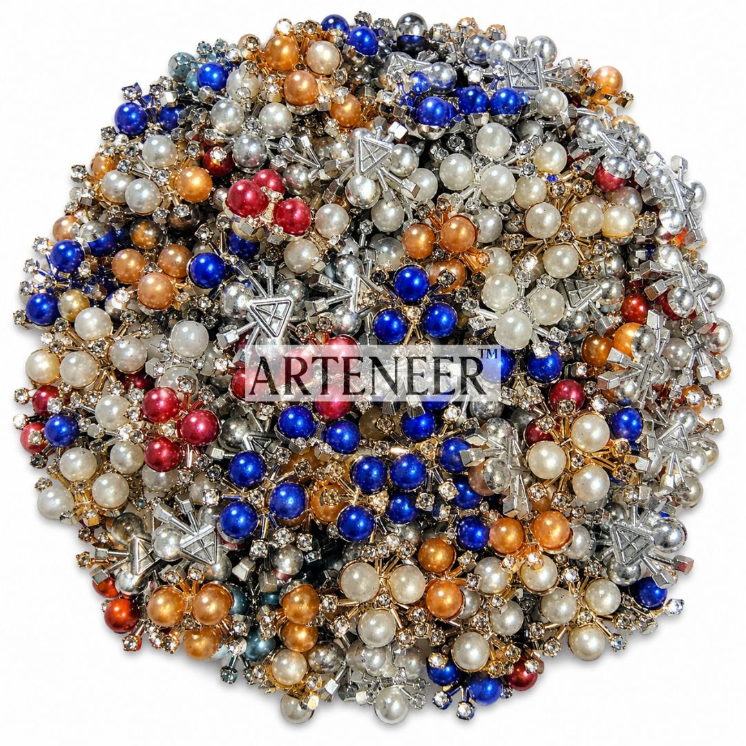 Pearl Diamond Colorful Beads for DIY Crafts – Pack of 100 Multicolor Embellishments