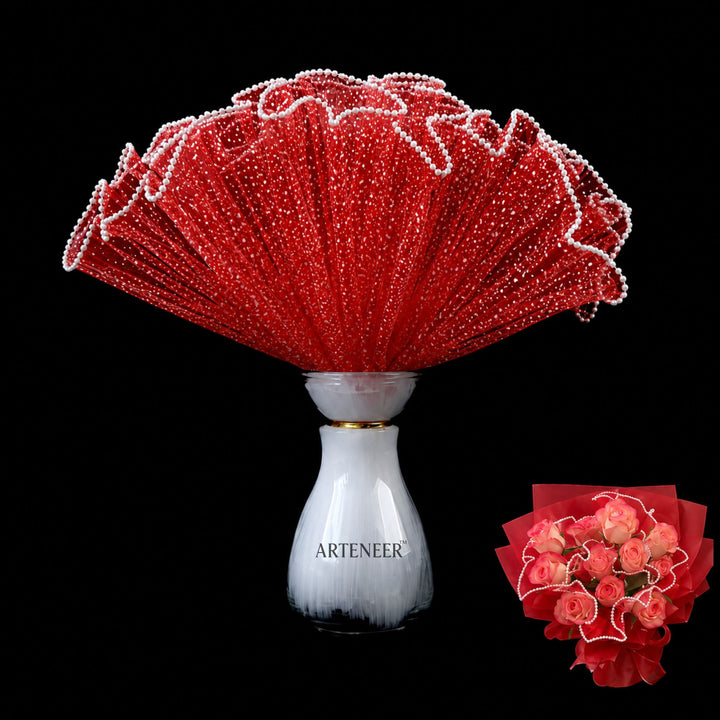 Pearl Edge Flower Bouquet Wrapping Mesh Roll | Premium Floral Tulle Wrap