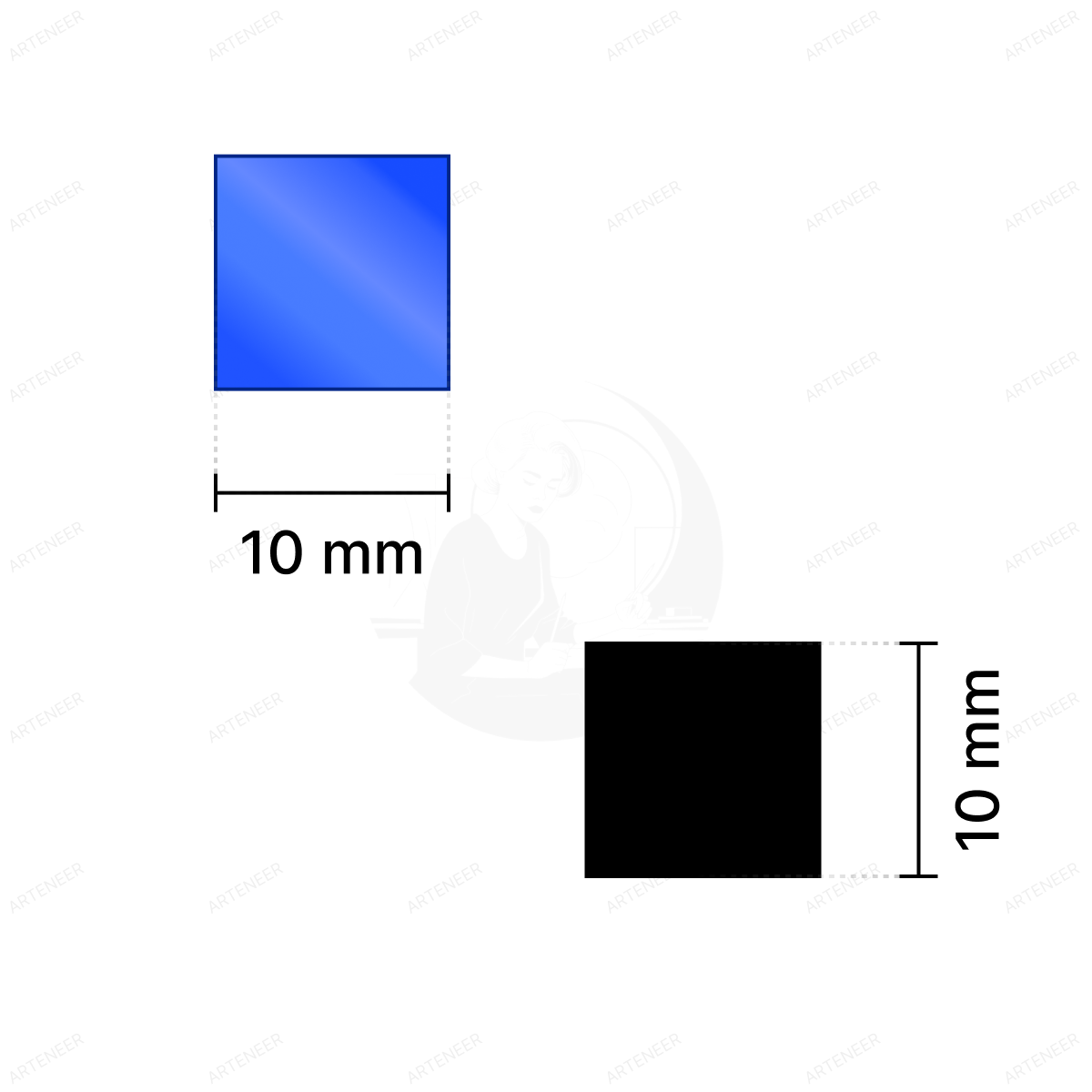 Blue Square Shape Mirror