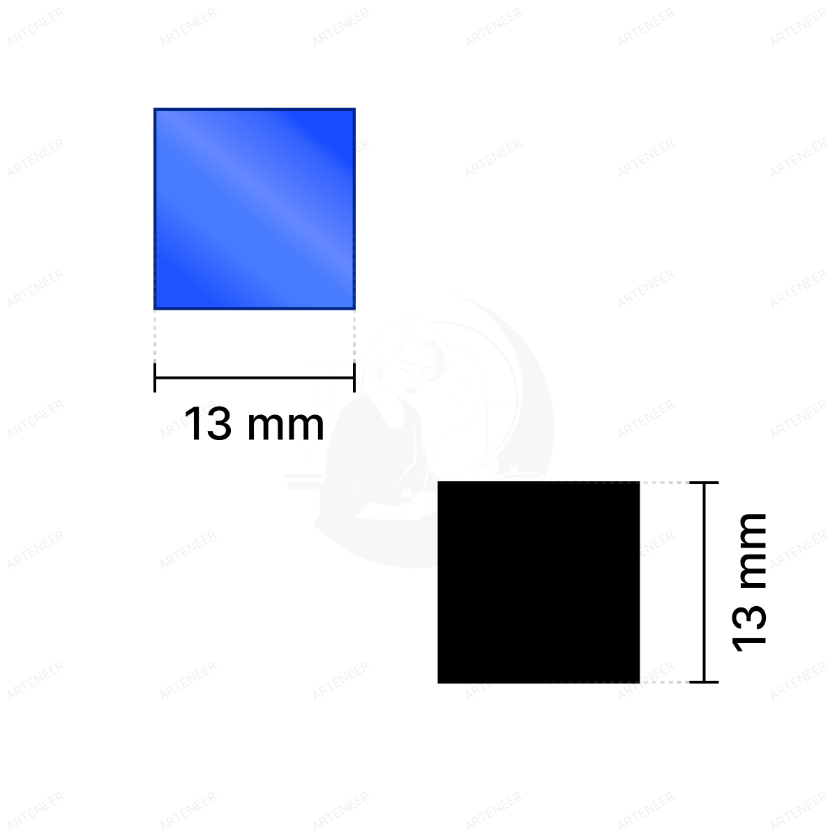 Blue Square Shape Mirror