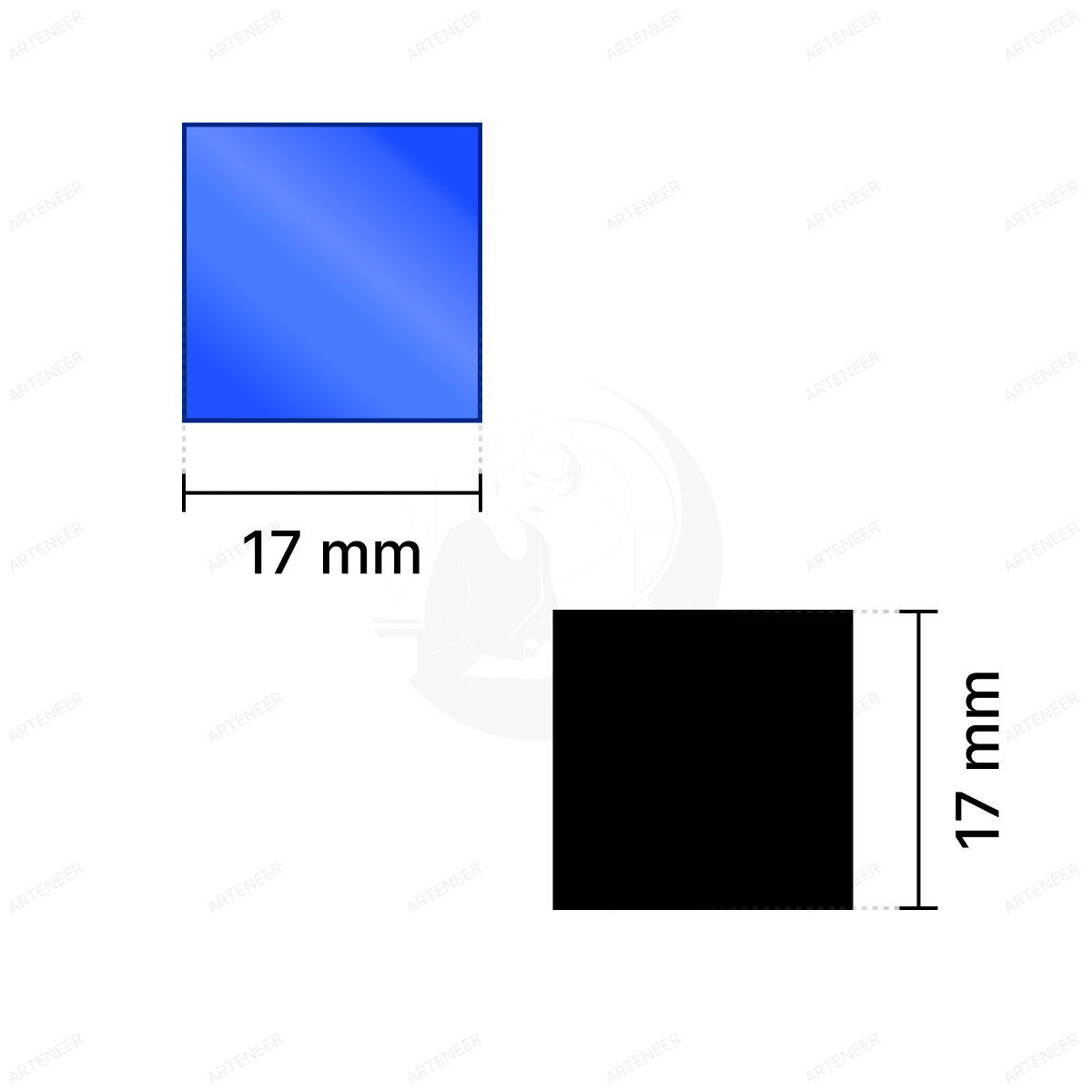 Blue Square Shape Mirror