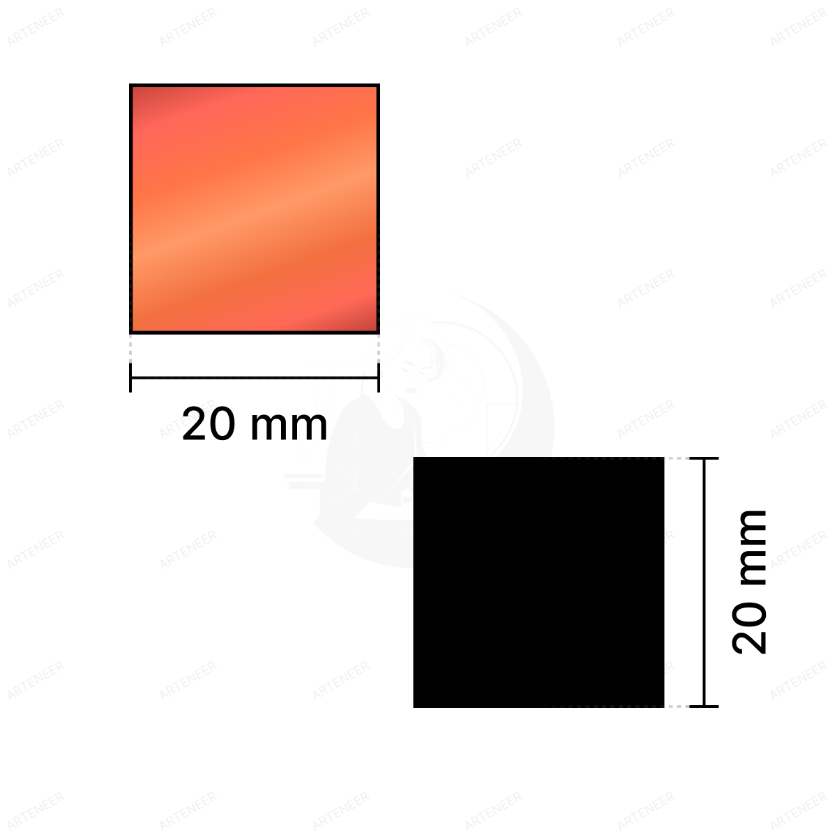 Red Square Shape Mirror