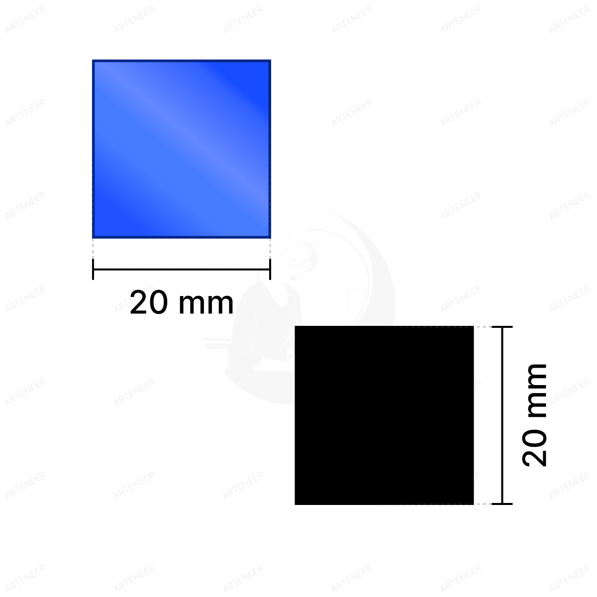 Blue Square Shape Mirror