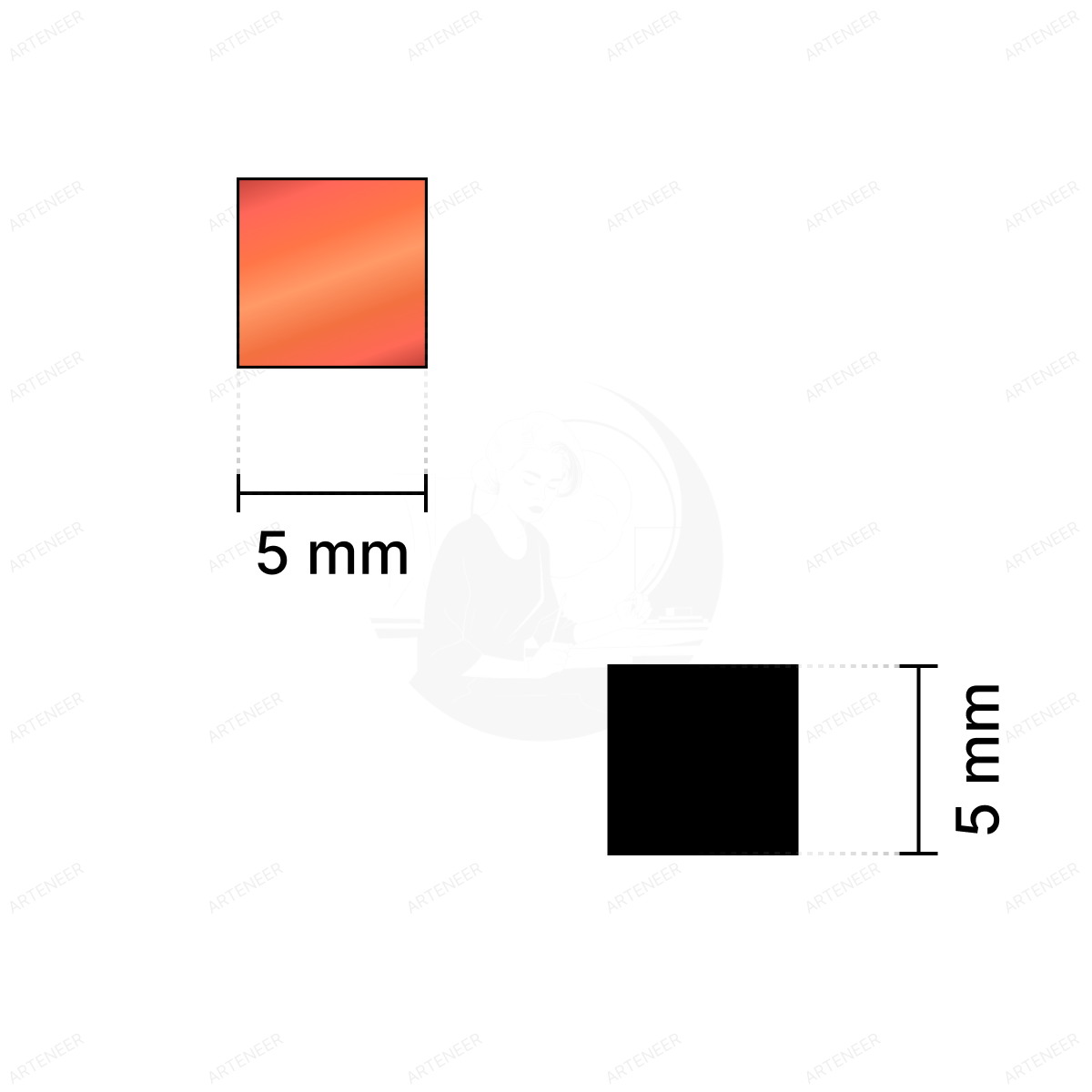 Red Square Shape Mirror