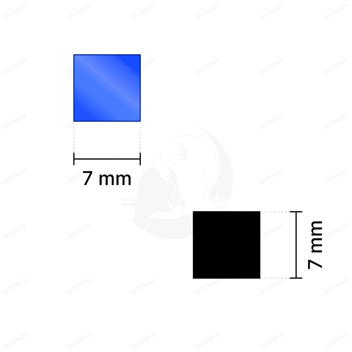 Blue Square Shape Mirror