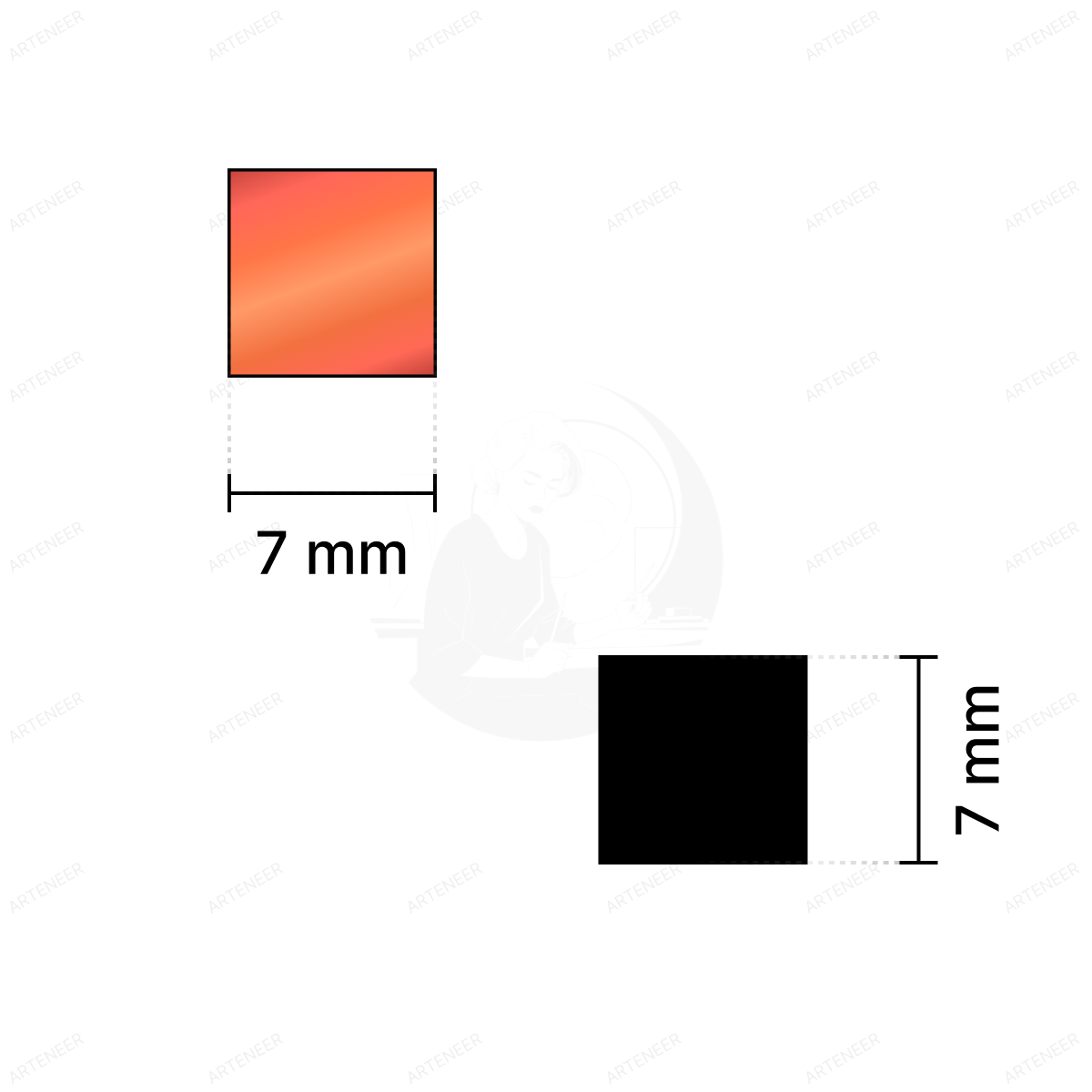 Red Square Shape Mirror