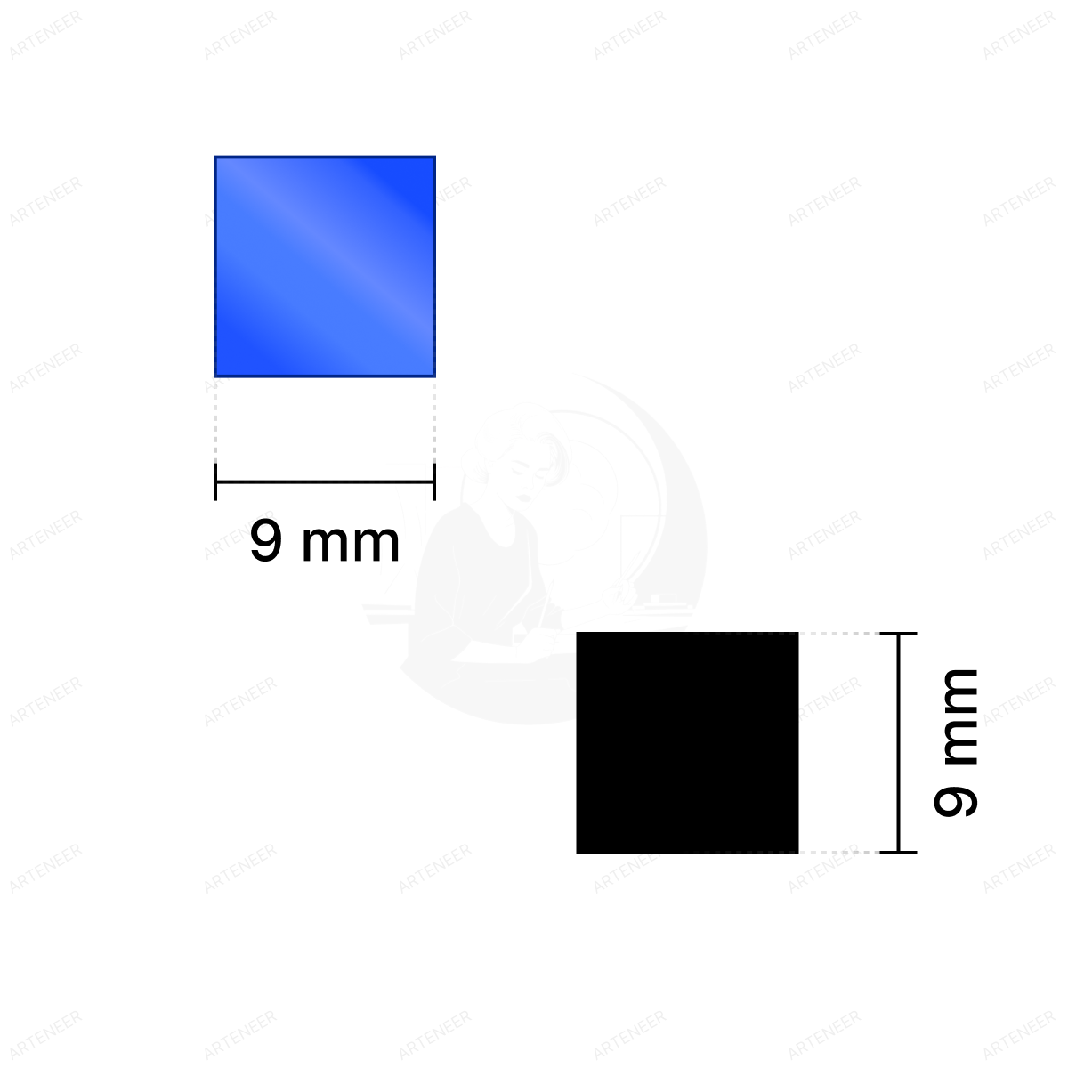 Blue Square Shape Mirror