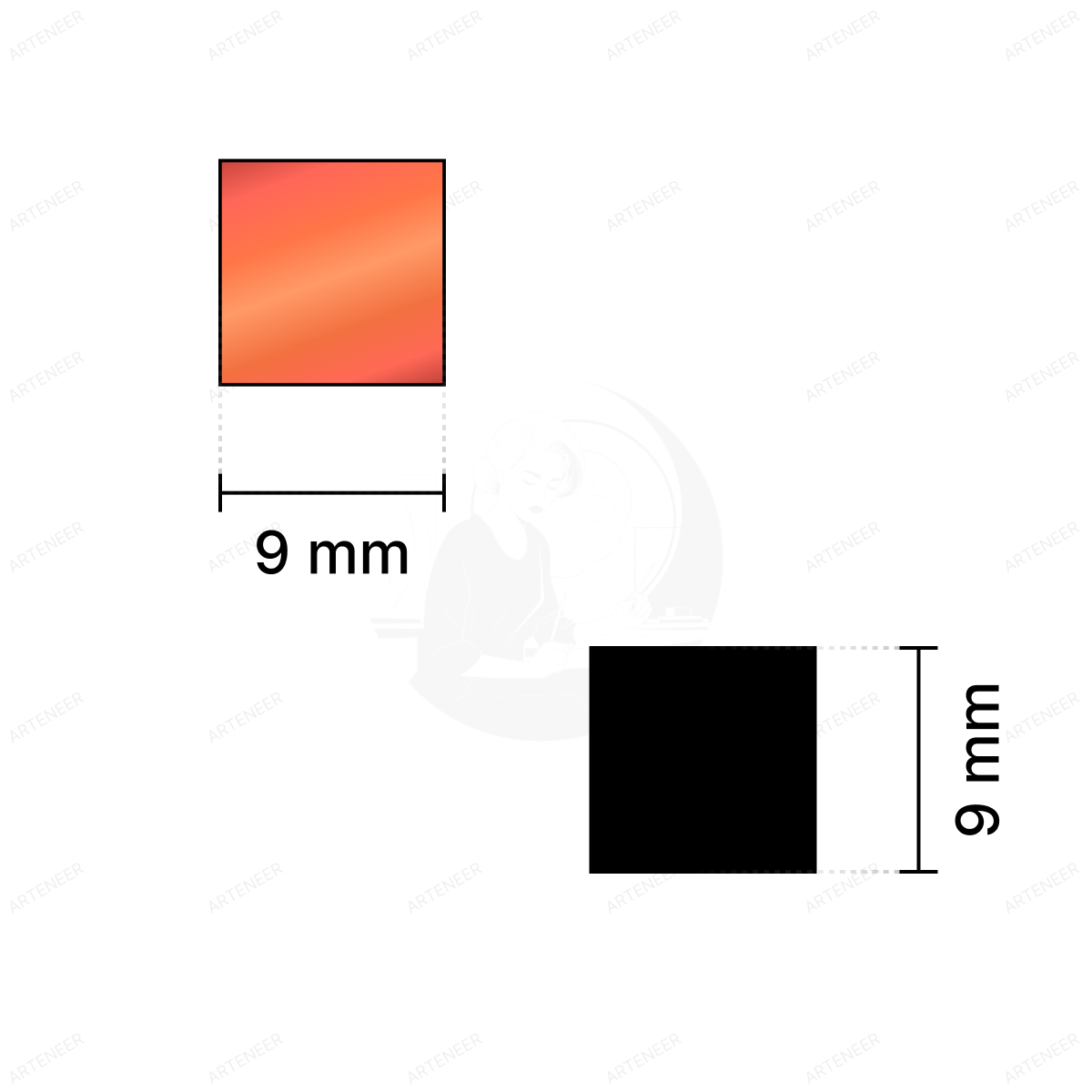 Red Square Shape Mirror