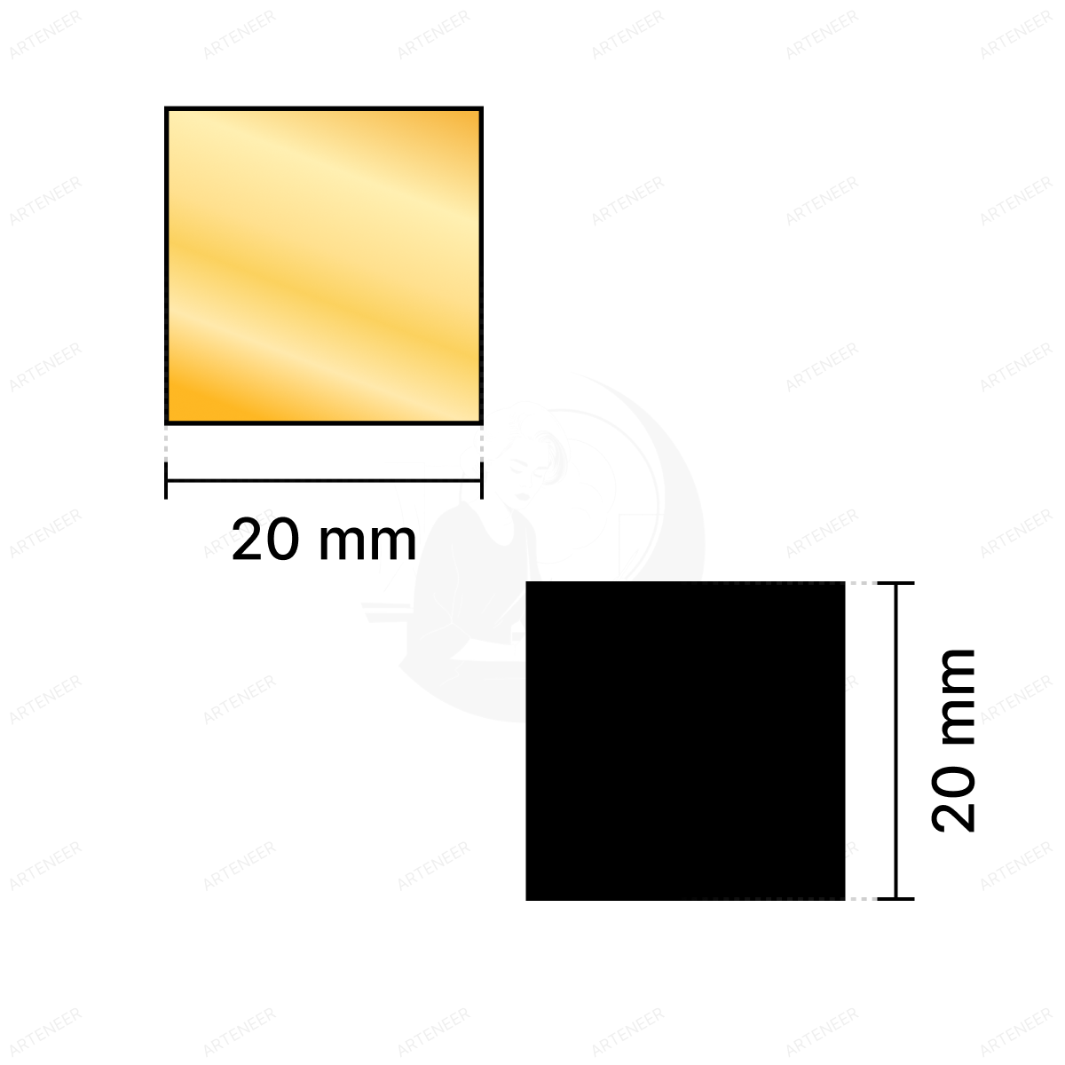 Golden Square Shape Mirror