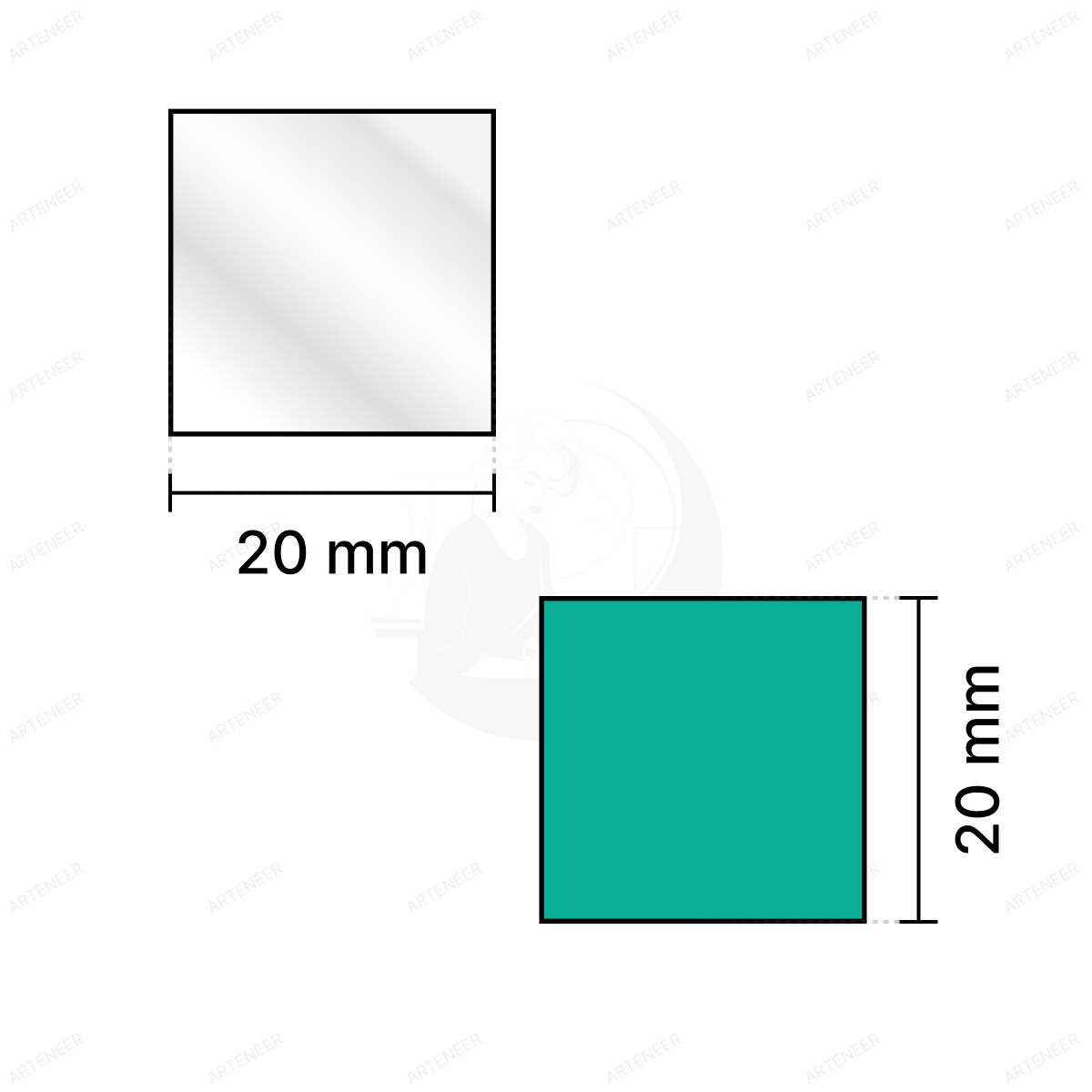 Silver Square Shape Mirror