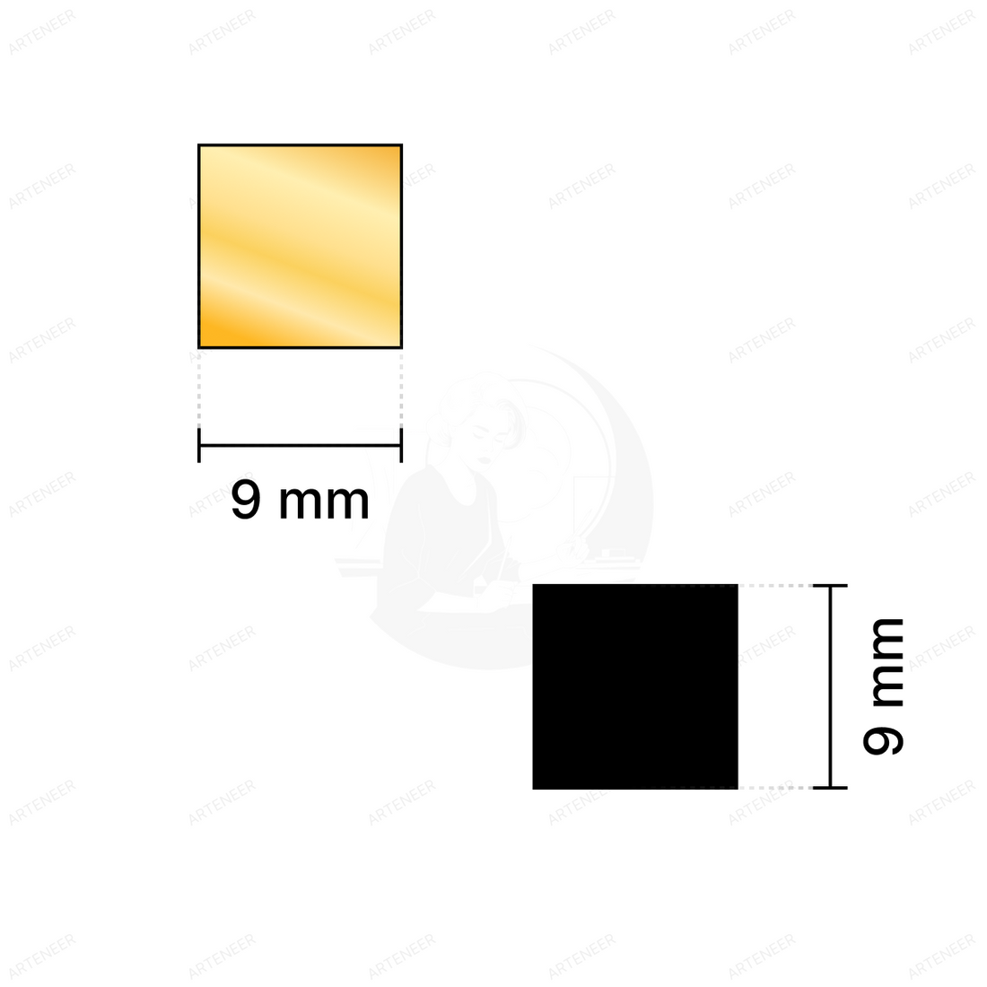 Golden Square Shape Mirror