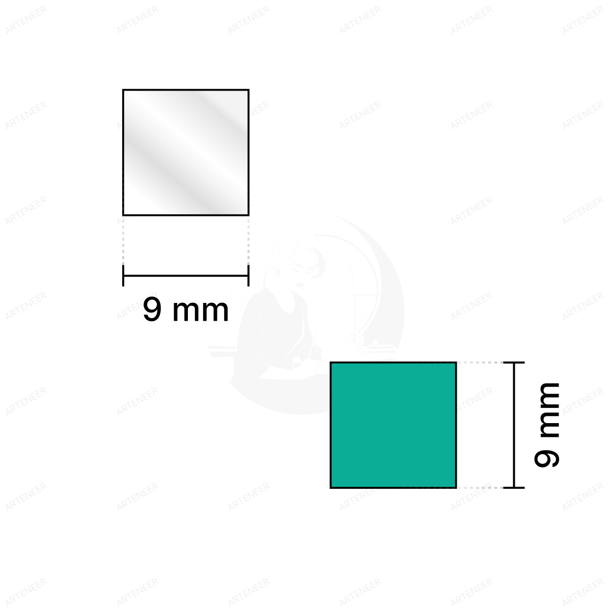 Silver Square Shape Mirror