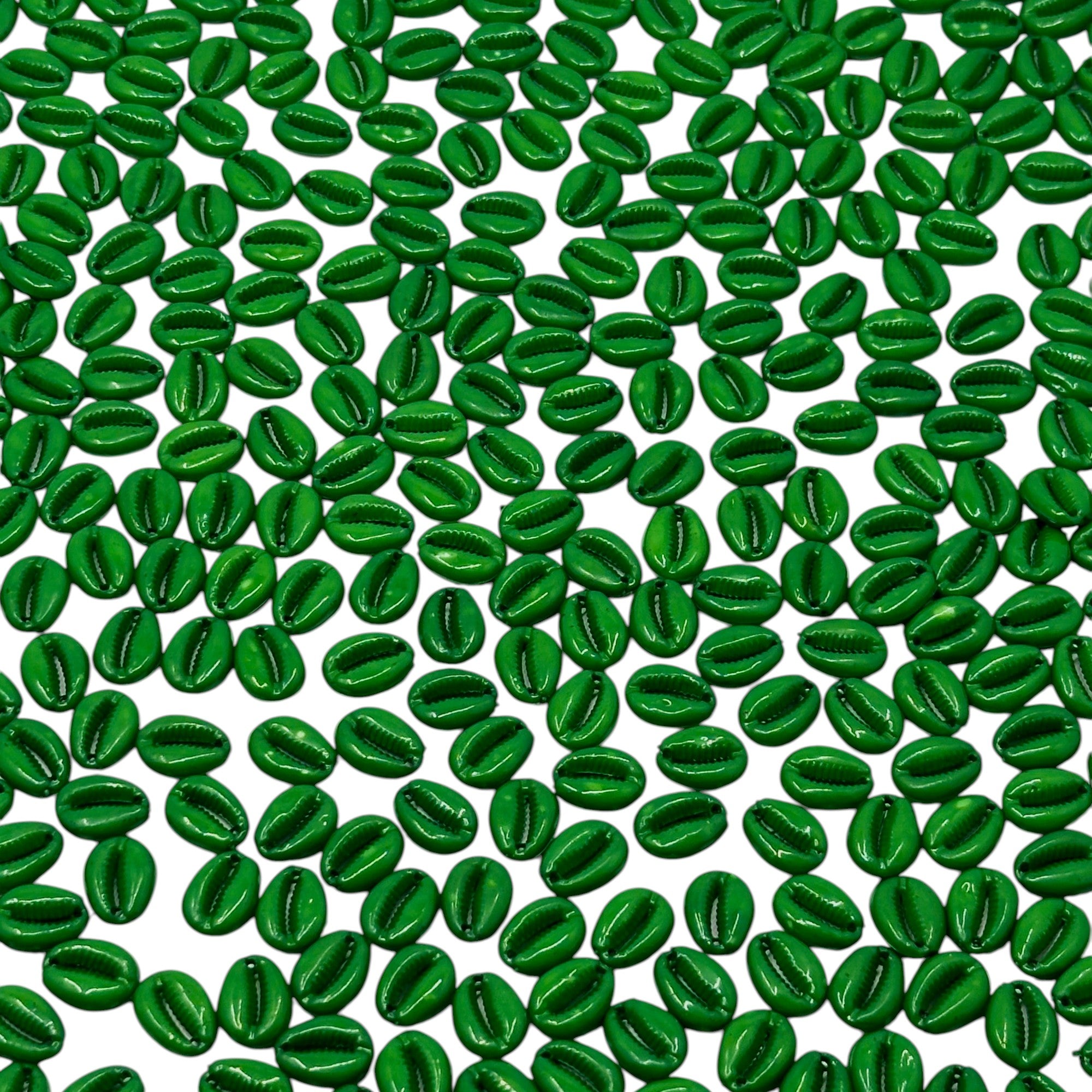 Dark emerald green Cowrie shells for festive decor embellishments