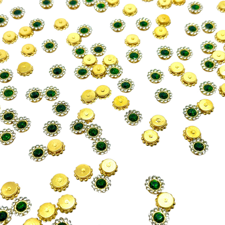 Emerald green center halo Kundan stones for traditional crafting