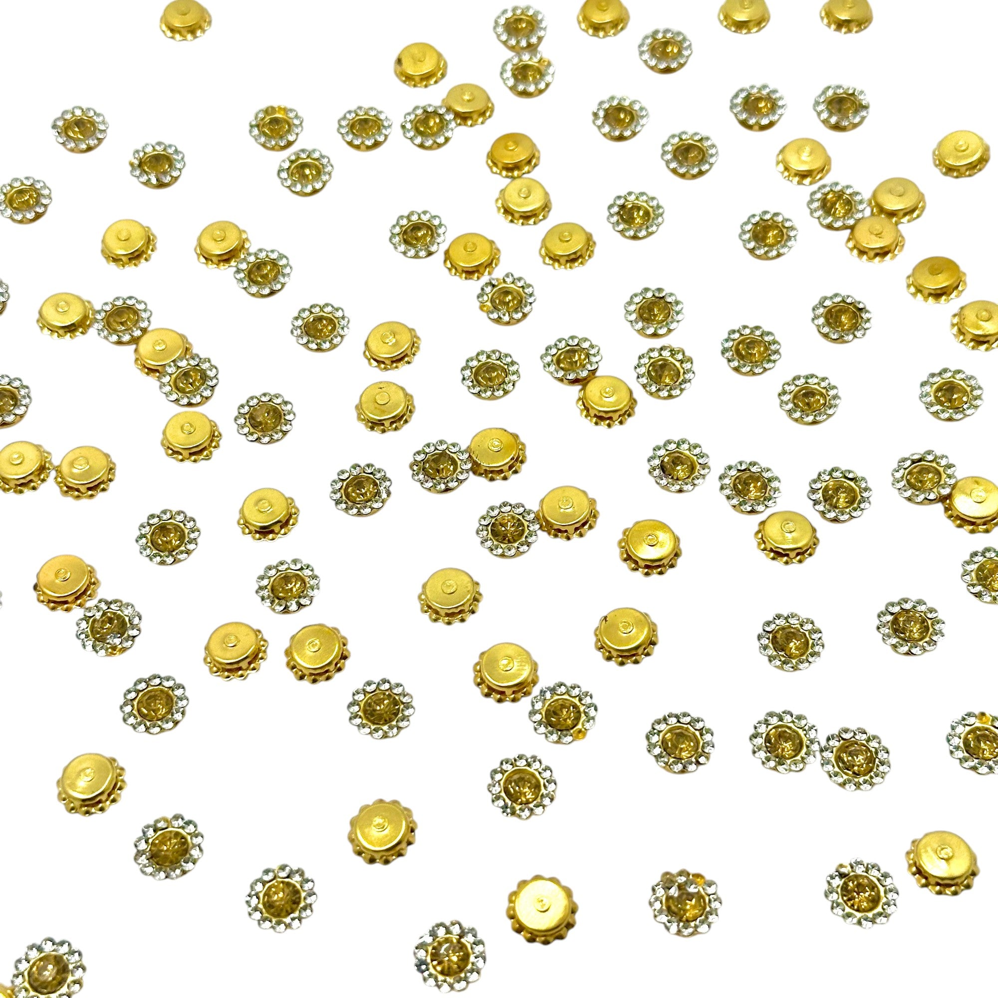 Small Gold crystal halo Kundan rhinestones for delicate jewelry making