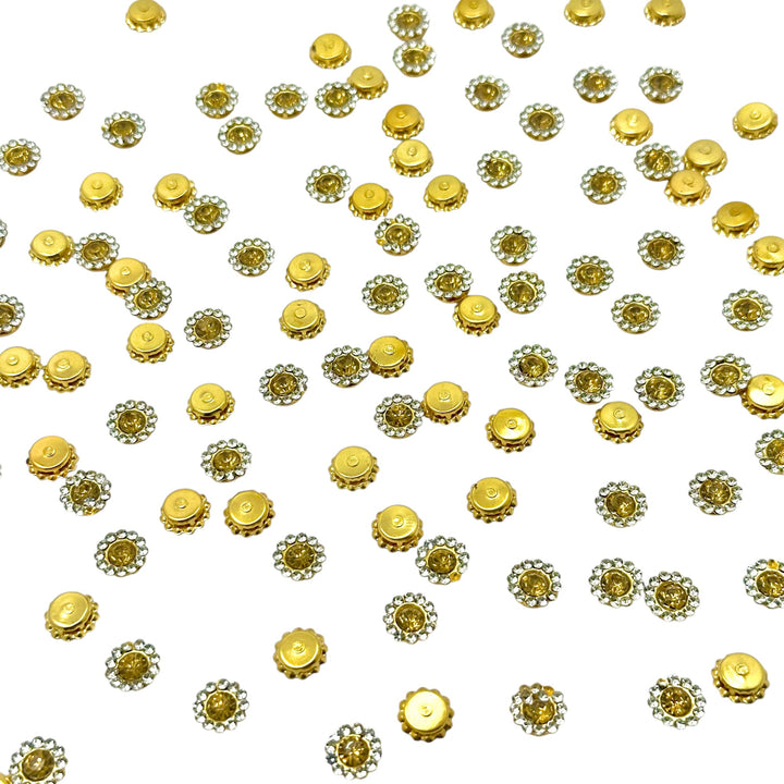 Small Gold crystal halo Kundan rhinestones for delicate jewelry making