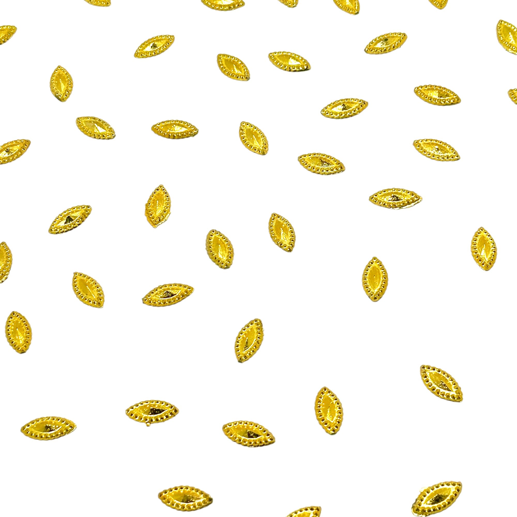 Gold teardrop flatback embellishments for embroidery and crafts