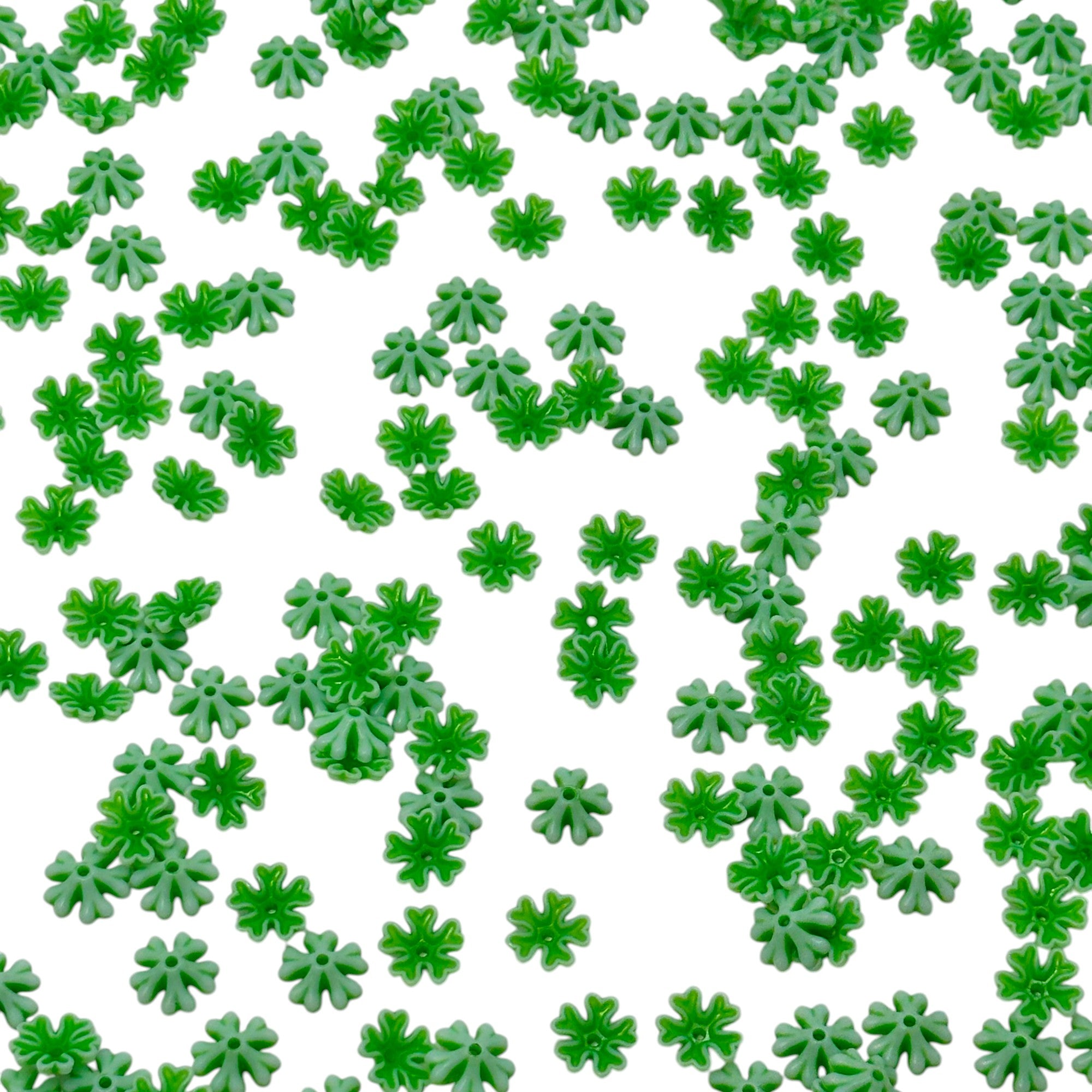 Emerald green textured acrylic flower beads for DIY crafts