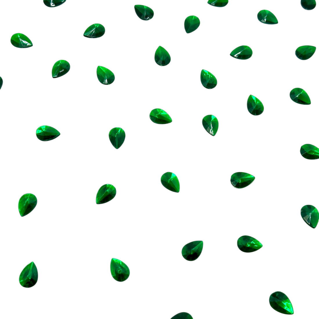 Emerald green petal shaped craft stones for traditional Lippan art