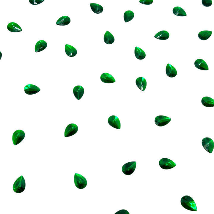 Emerald green petal shaped craft stones for traditional Lippan art