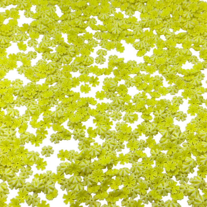 Lime green 3D acrylic flower beads for jewelry making