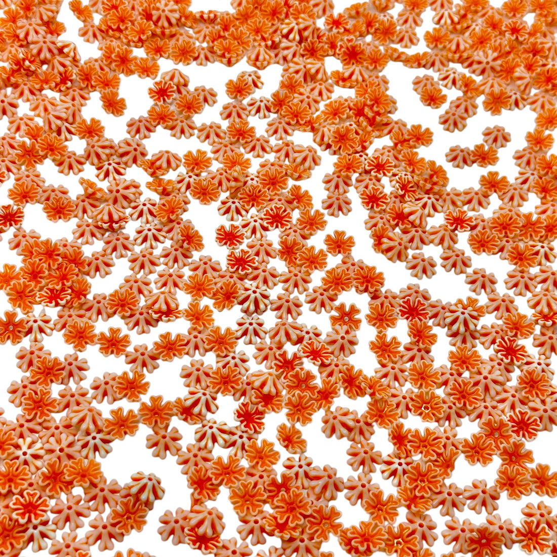Vibrant orange textured flower craft beads for Toran making