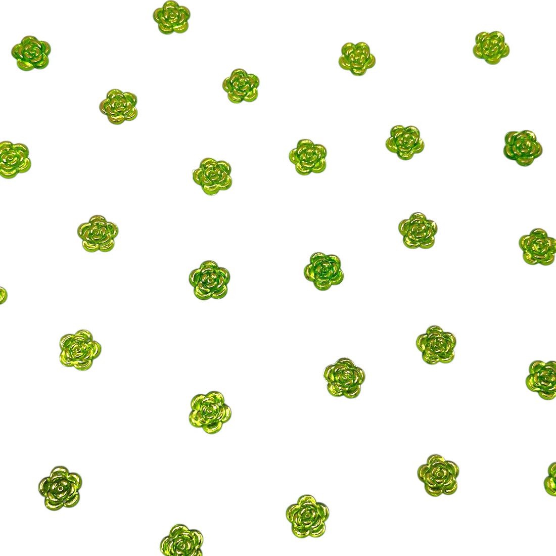 Light green metallic flower embellishments for resin crafts