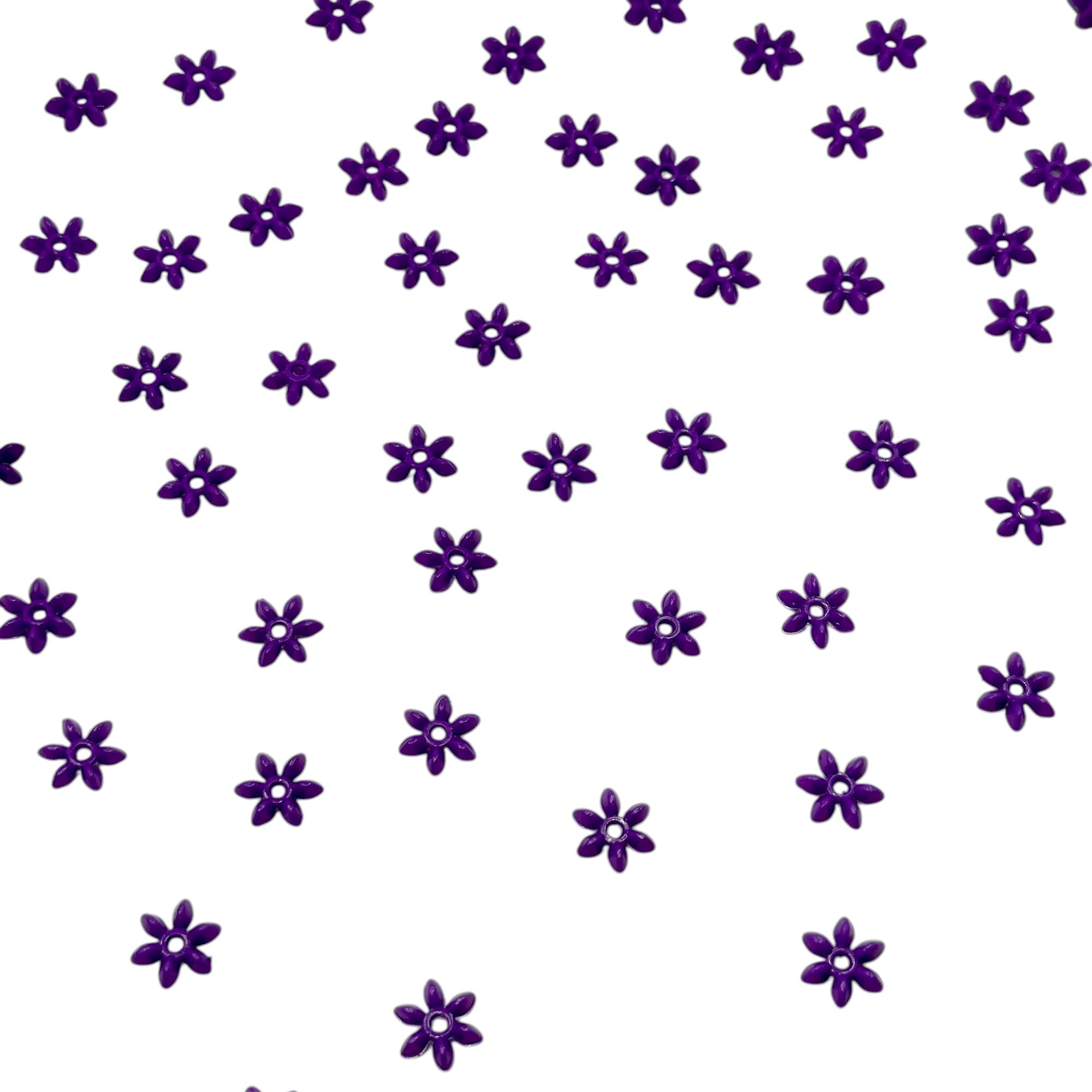 Deep purple flat back flower beads for embroidery and crafting
