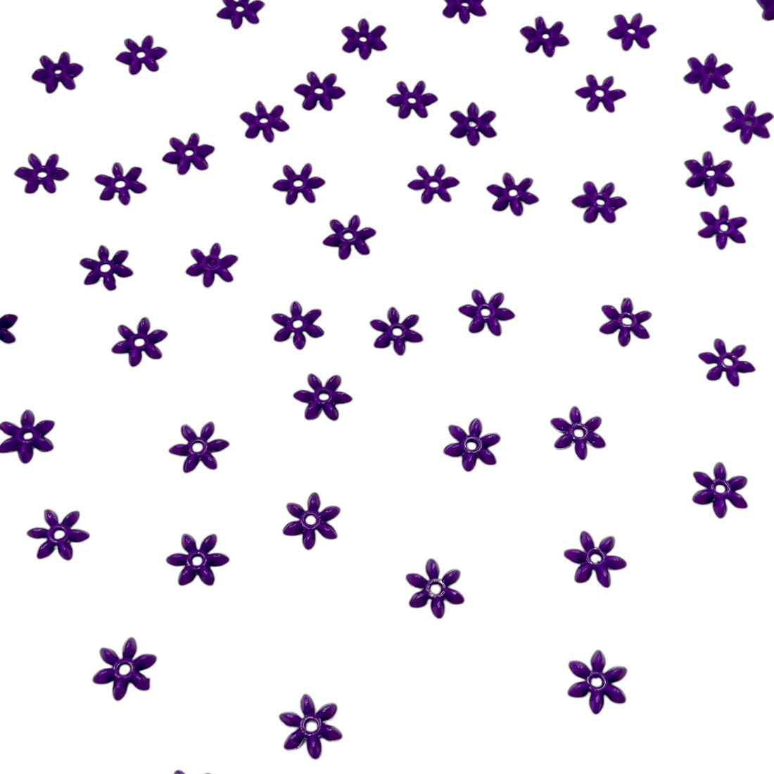 Deep purple flat back flower beads for embroidery and crafting
