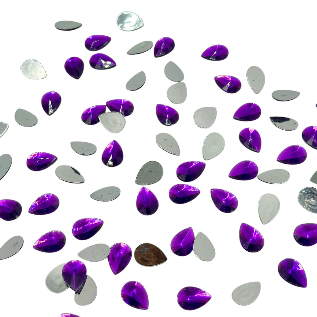 Mixed purple and silver teardrop stones for craft decorations