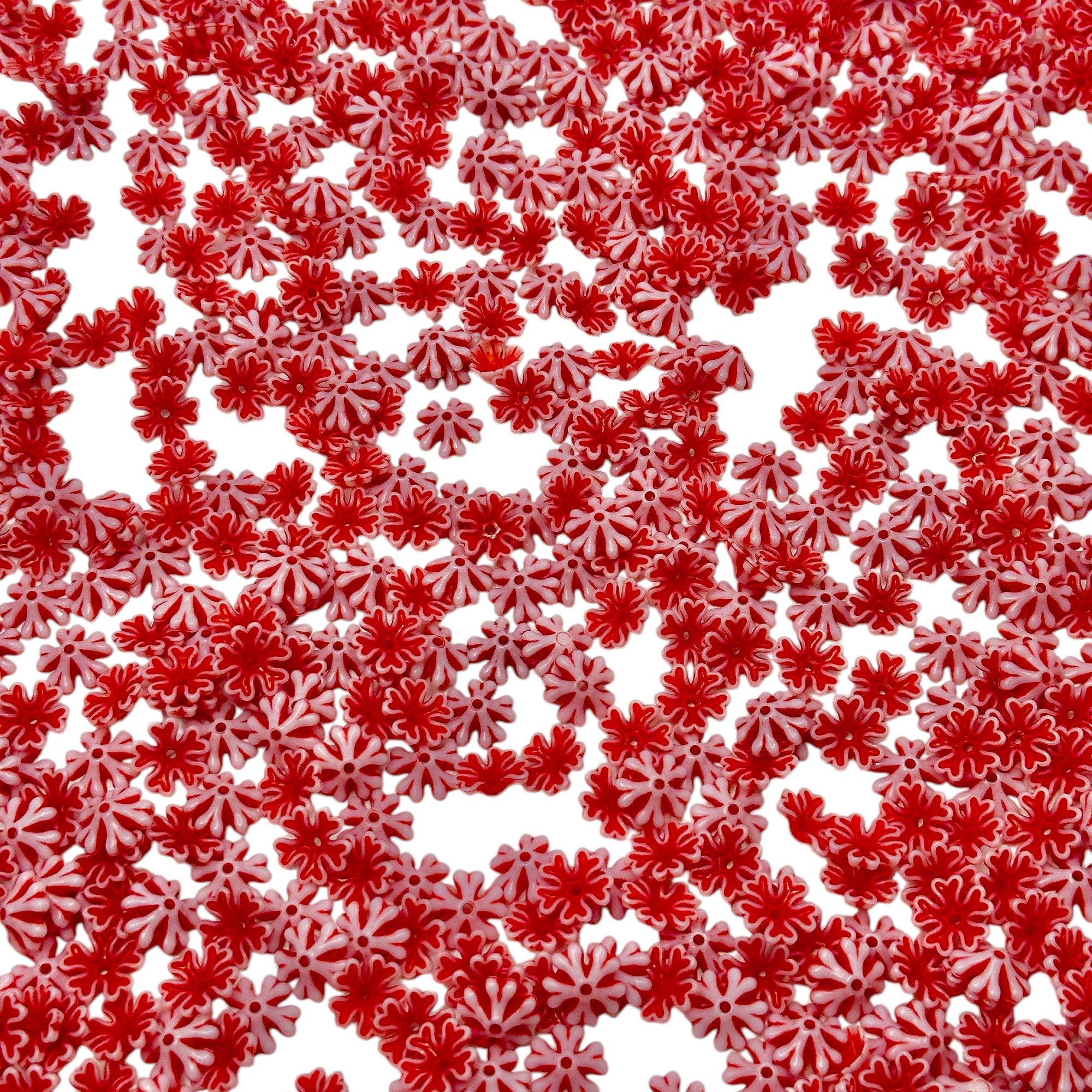 Classic red textured acrylic flower beads for festive decor