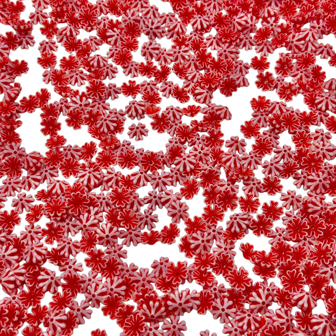 Classic red textured acrylic flower beads for festive decor