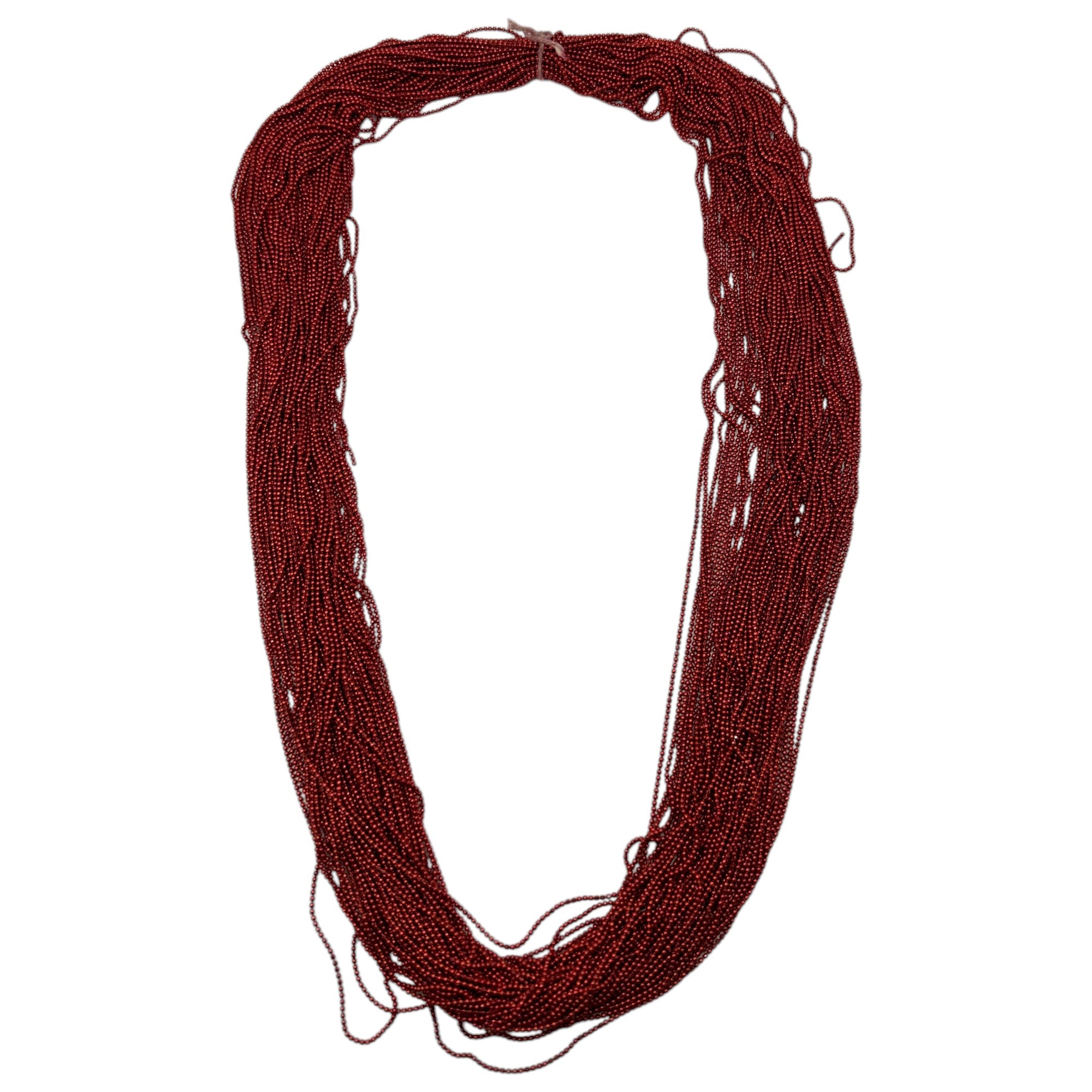 A matte maroon-colored seed bead chain for DIY crafts, supplied as continuous raw material.