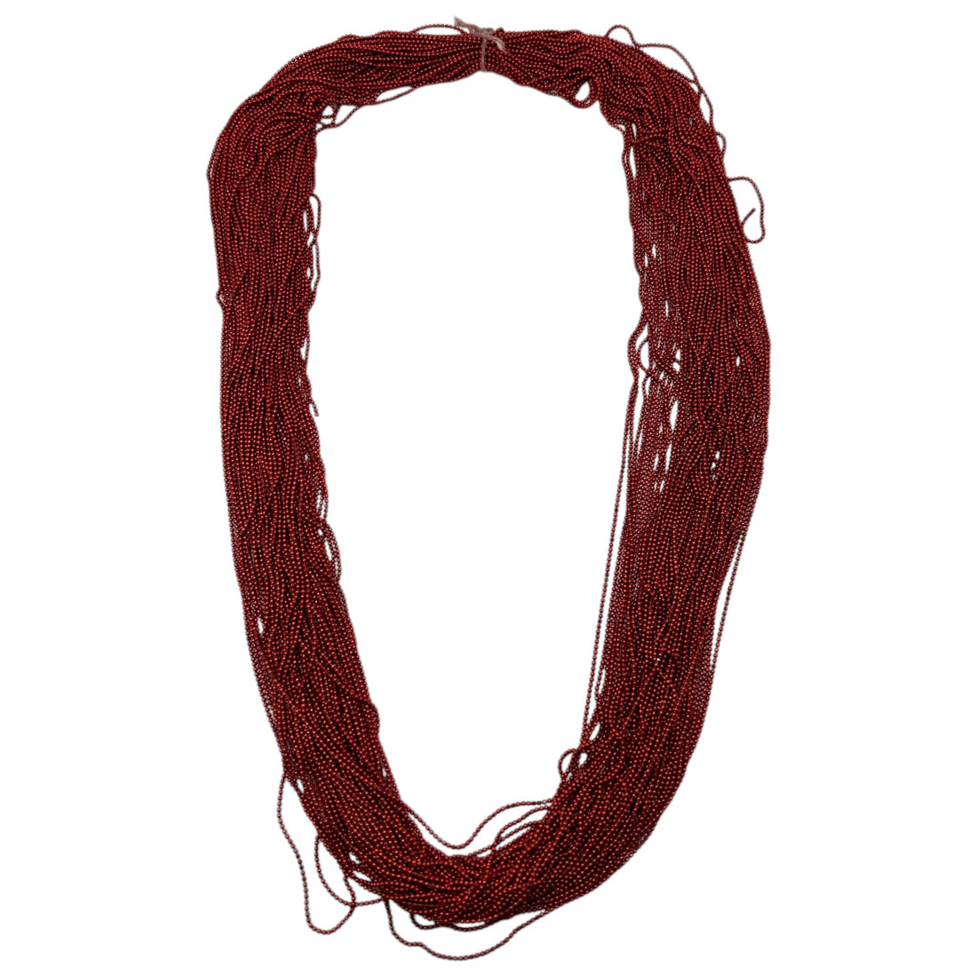 A matte maroon-colored seed bead chain for DIY crafts, supplied as continuous raw material.