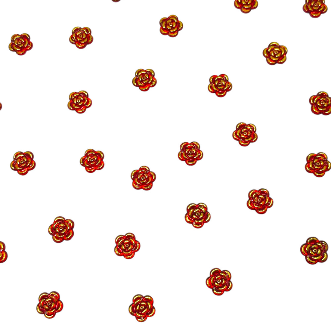 Ruby red metallic flower embellishments for festive decor