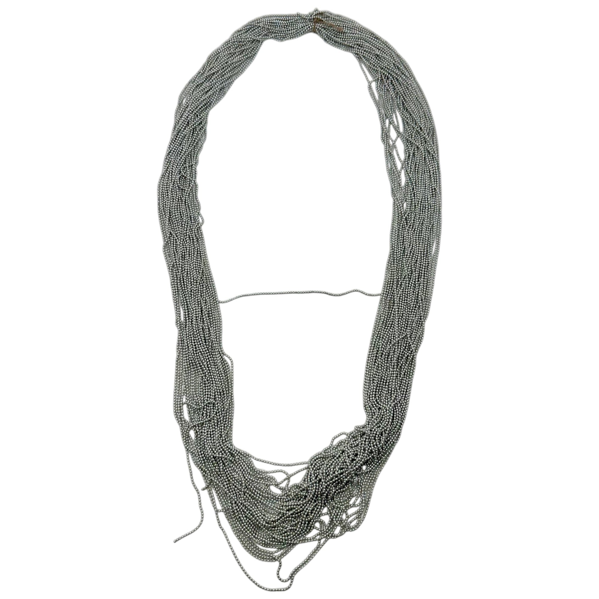 A metallic silver-grey seed bead ball chain, ideal for modern craft designs.