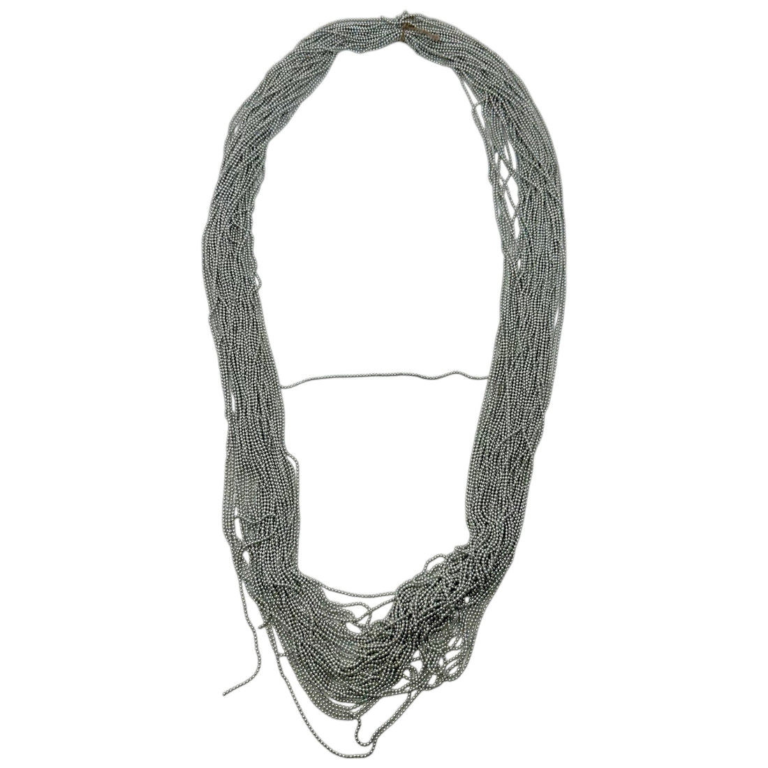 A metallic silver-grey seed bead ball chain, ideal for modern craft designs.