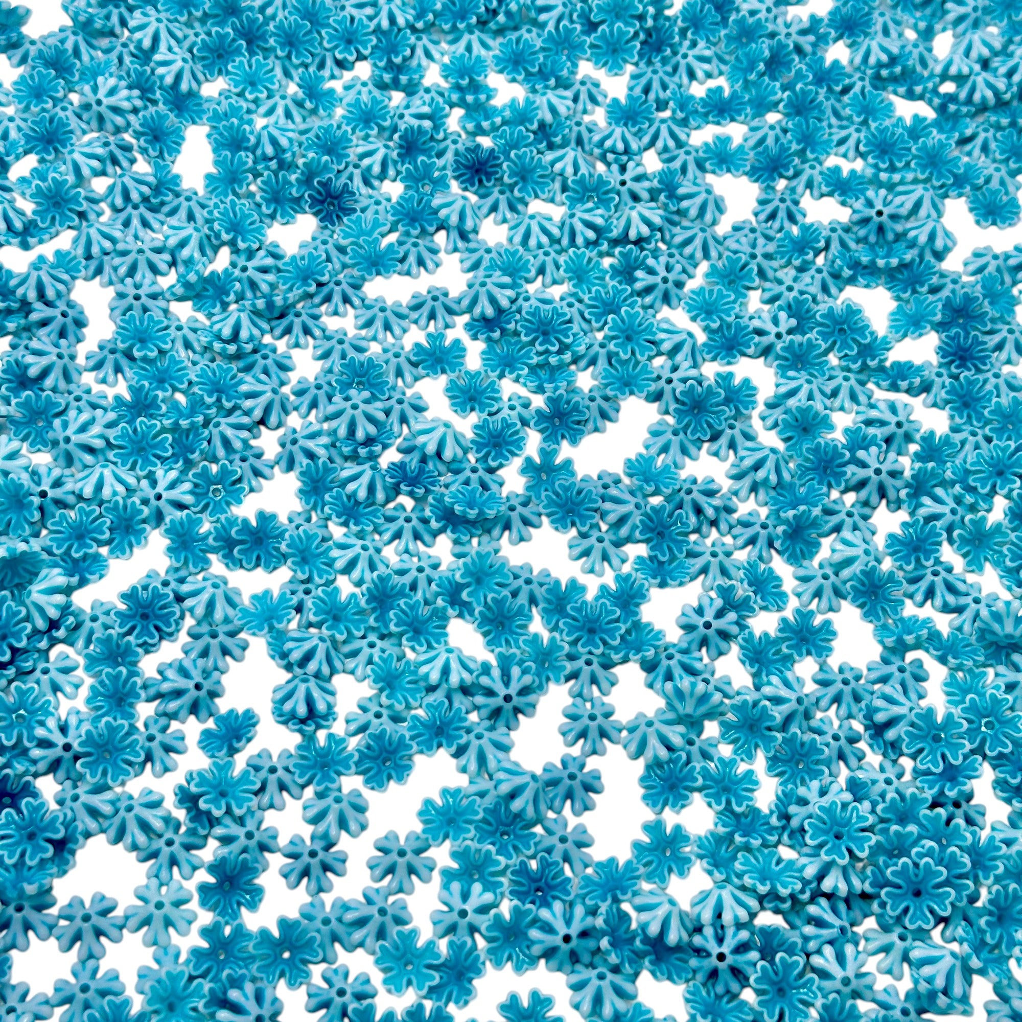 Light cyan blue textured flower beads for resin art and crafting