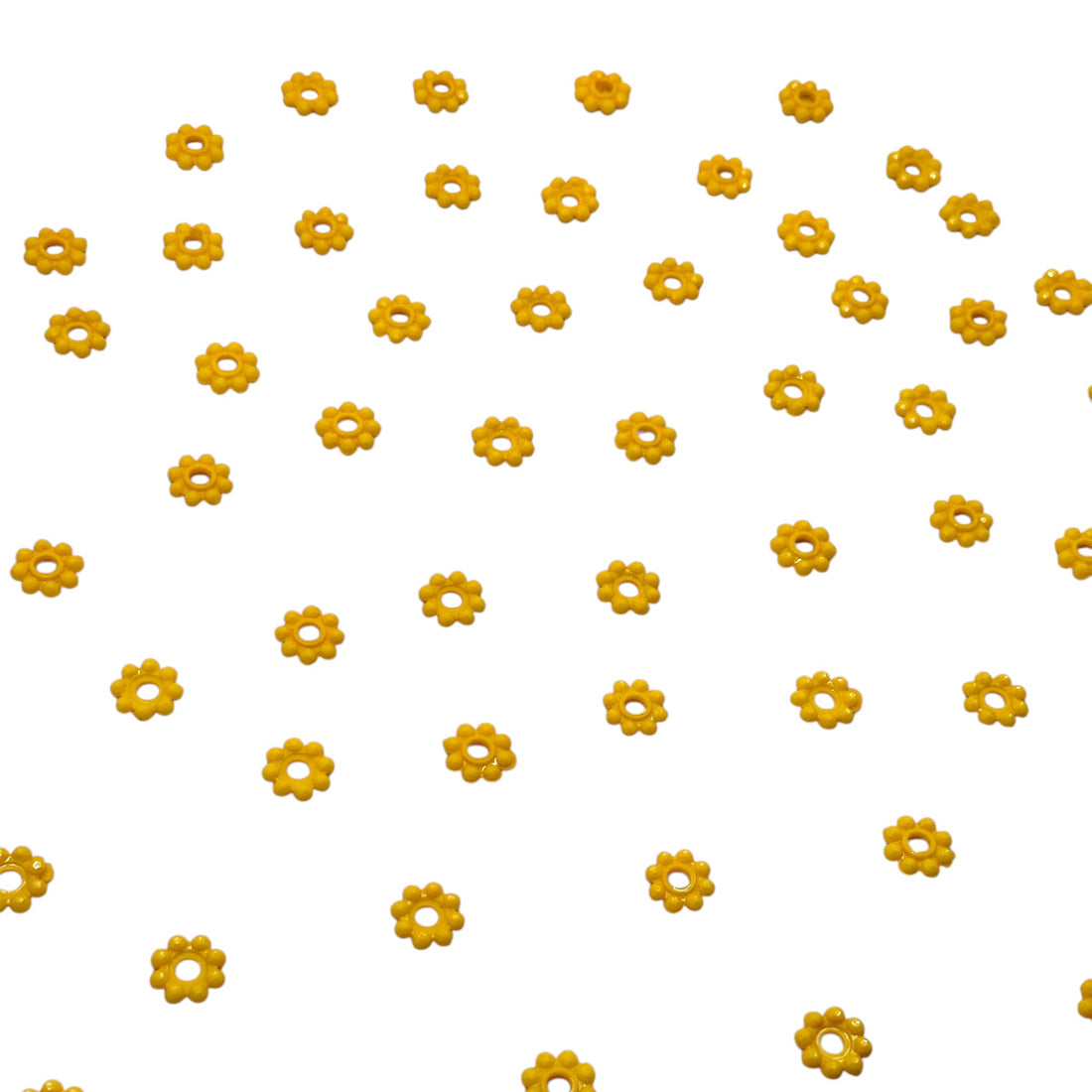 Golden yellow carved acrylic craft beads for Toran making
