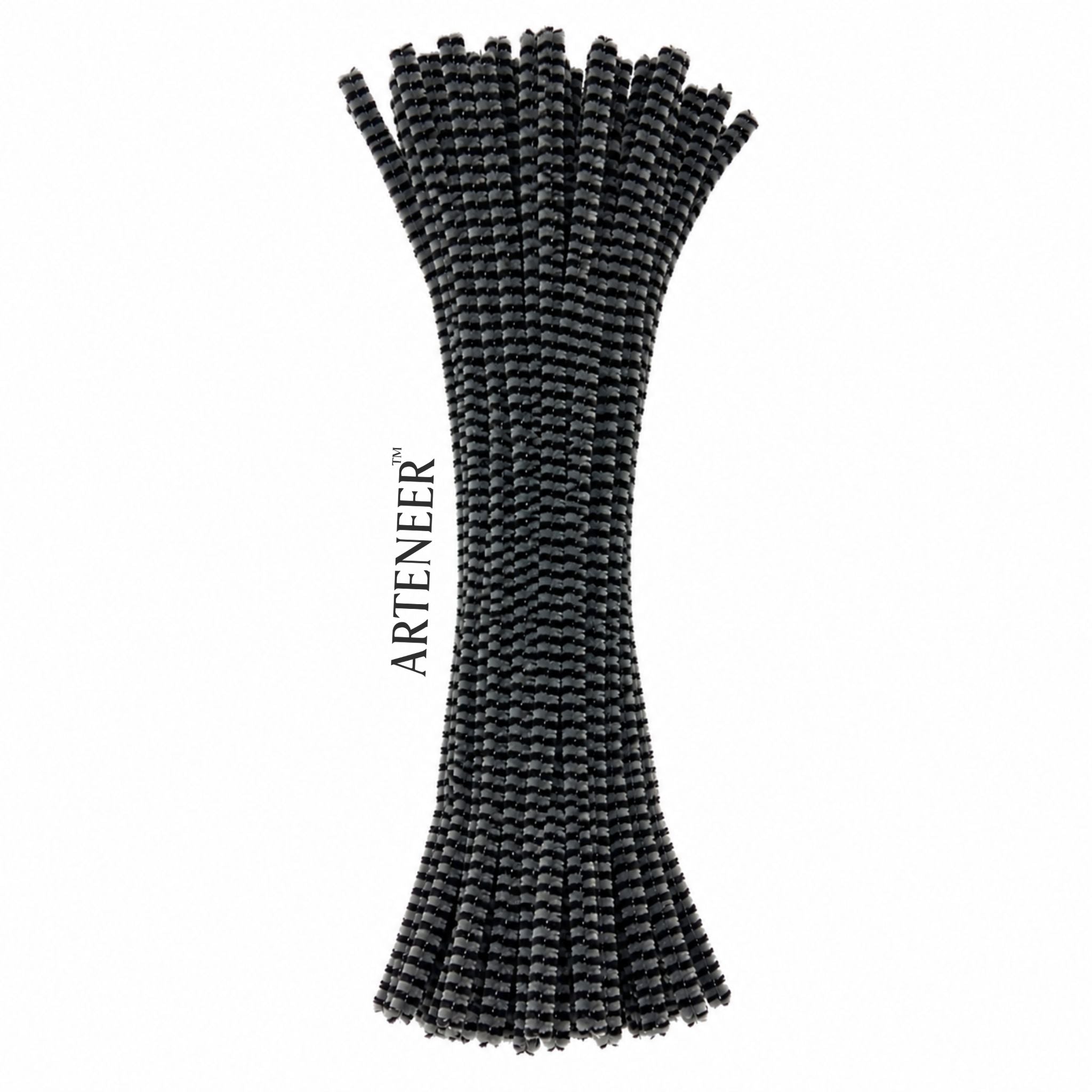 Chenille Stripe Pipe Cleaners - 6mm (12 Inch) | Pack of 100