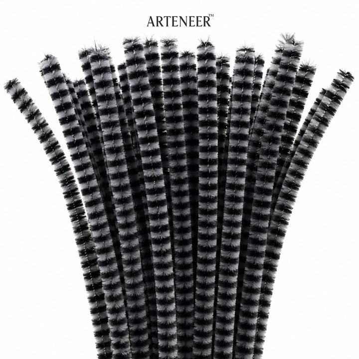 Chenille Stripe Pipe Cleaners - 6mm (12 Inch) | Pack of 100