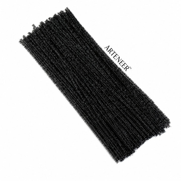 Black Glitter Pipe Cleaner - 6mm (12 Inch) | Pack of 100 Piece