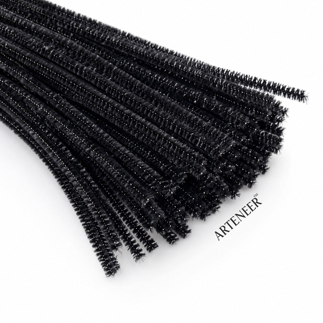 Black Glitter Pipe Cleaner - 6mm (12 Inch) | Pack of 100 Piece