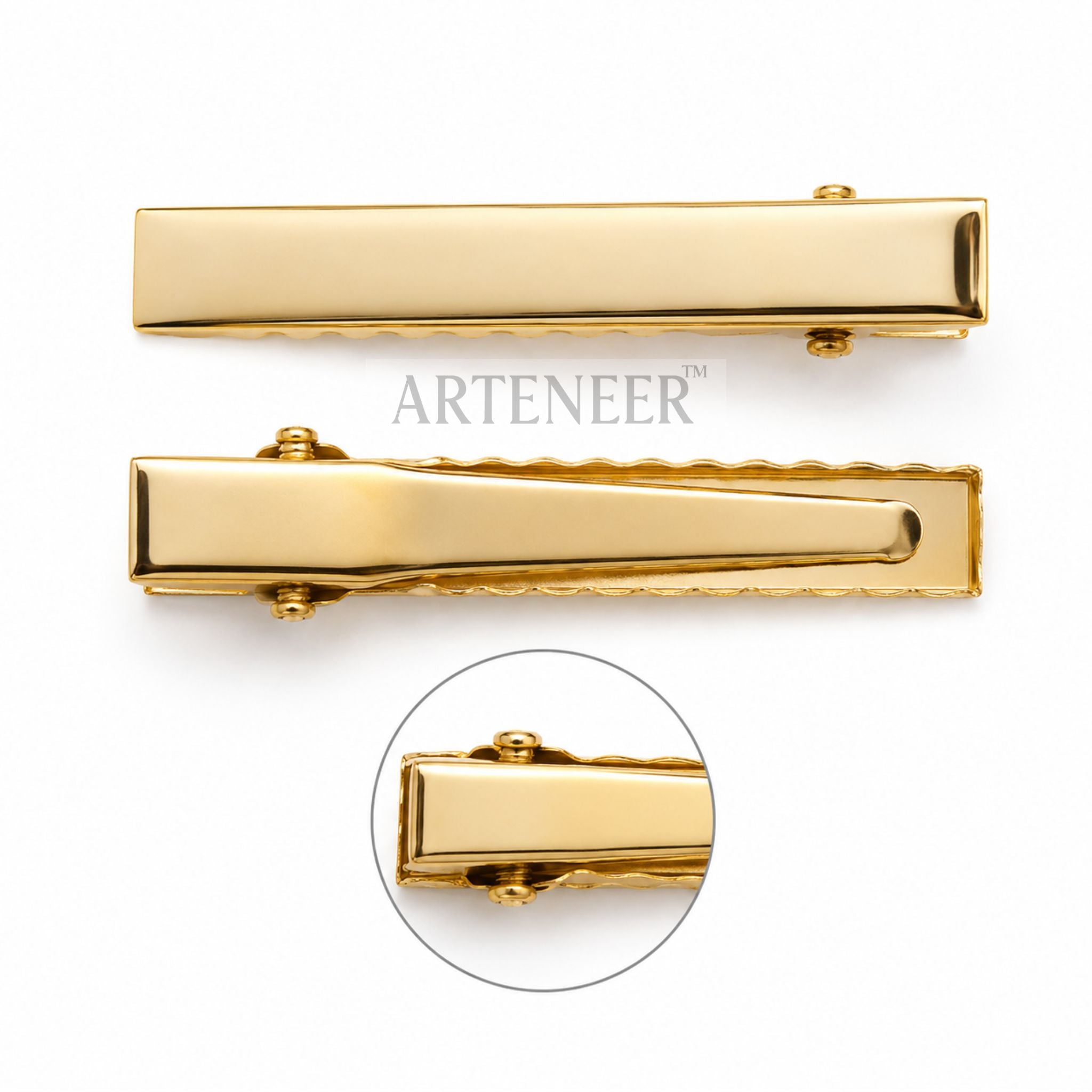 Blank golden metal hair clip base for handmade bridal hair clips and wholesale craft production in India
