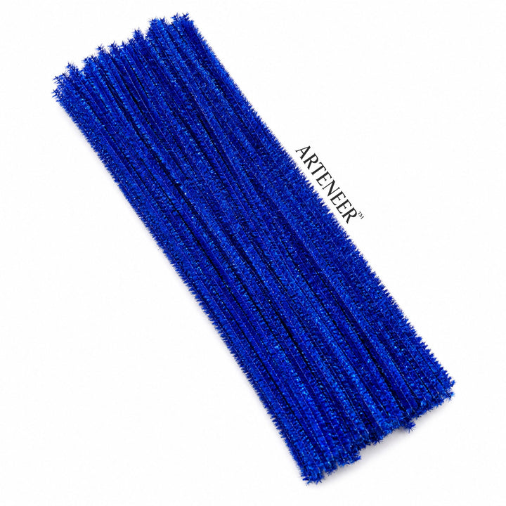 Blue Glitter Pipe Cleaner - 6mm (12 Inch) | Pack of 100 Pieces