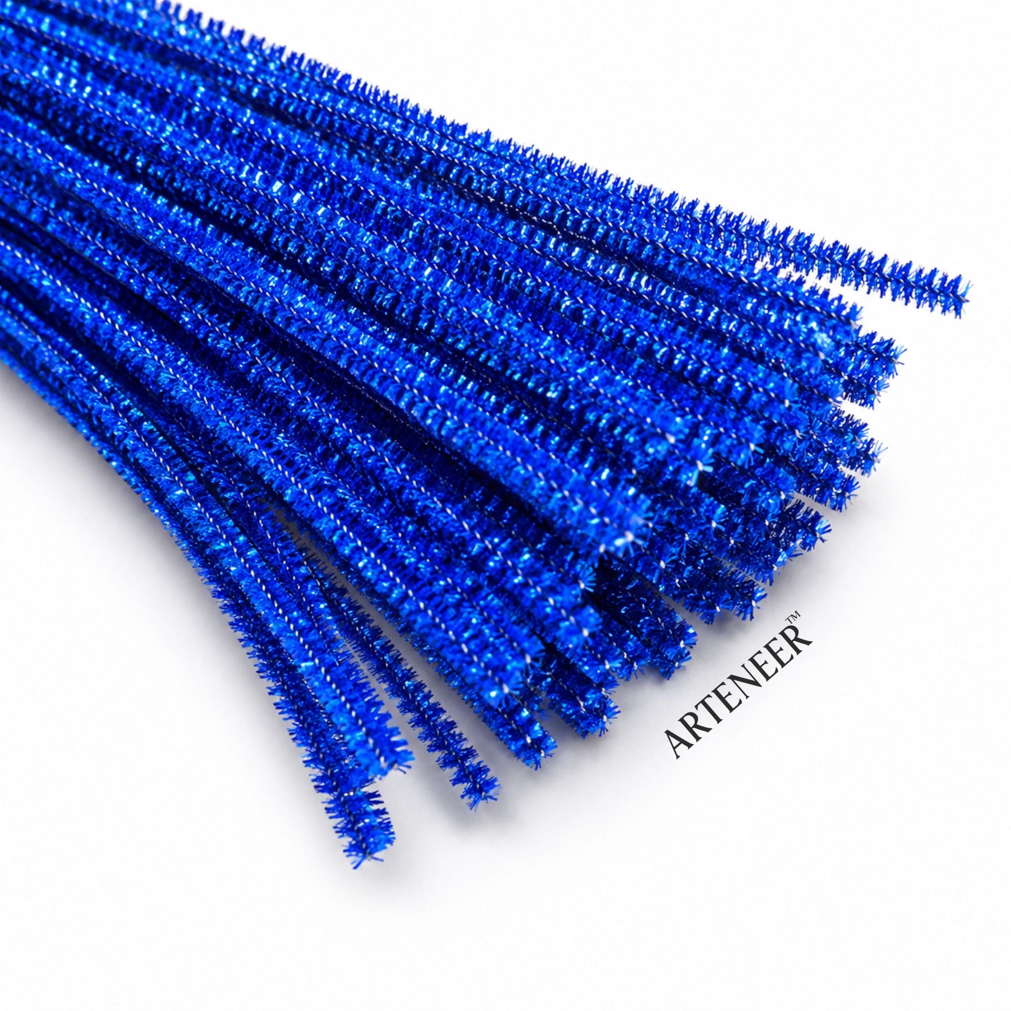 Blue Glitter Pipe Cleaner - 6mm (12 Inch) | Pack of 100 Pieces