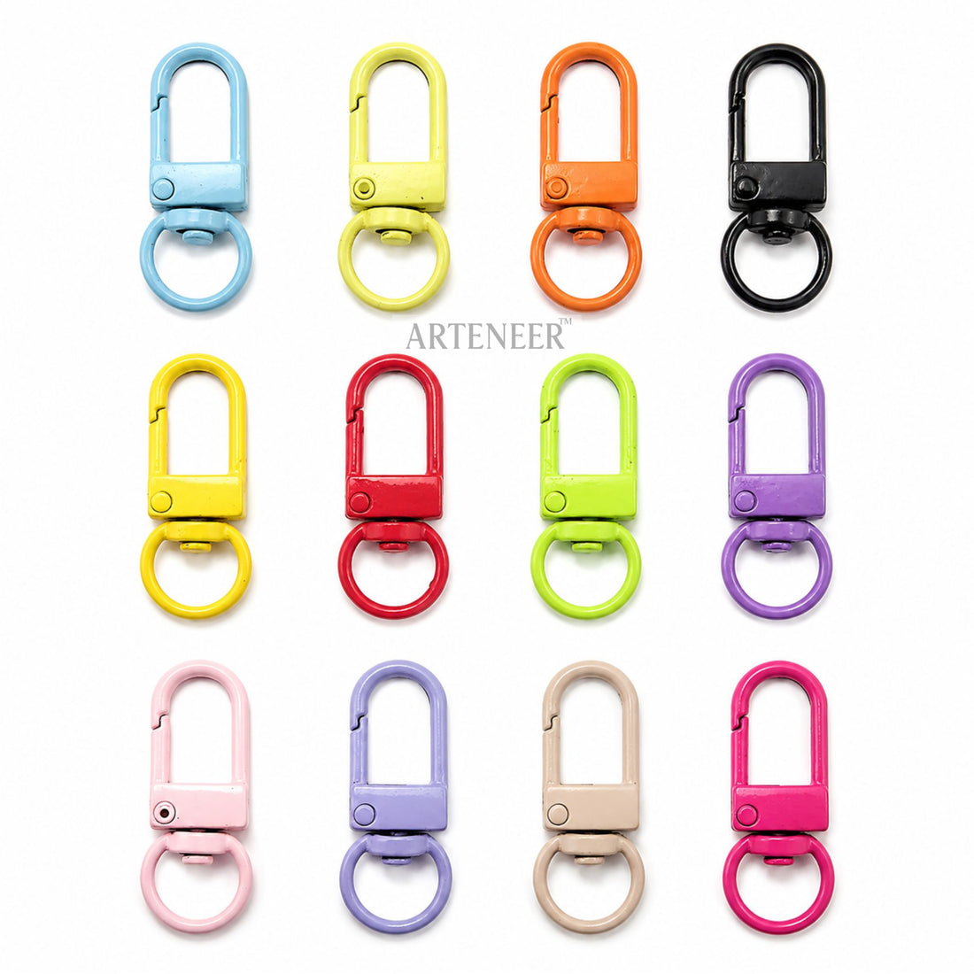 Colorful mobile cover hooks for DIY phone charm straps, pack of 12 multicolor phone strap connectors by Arteneer